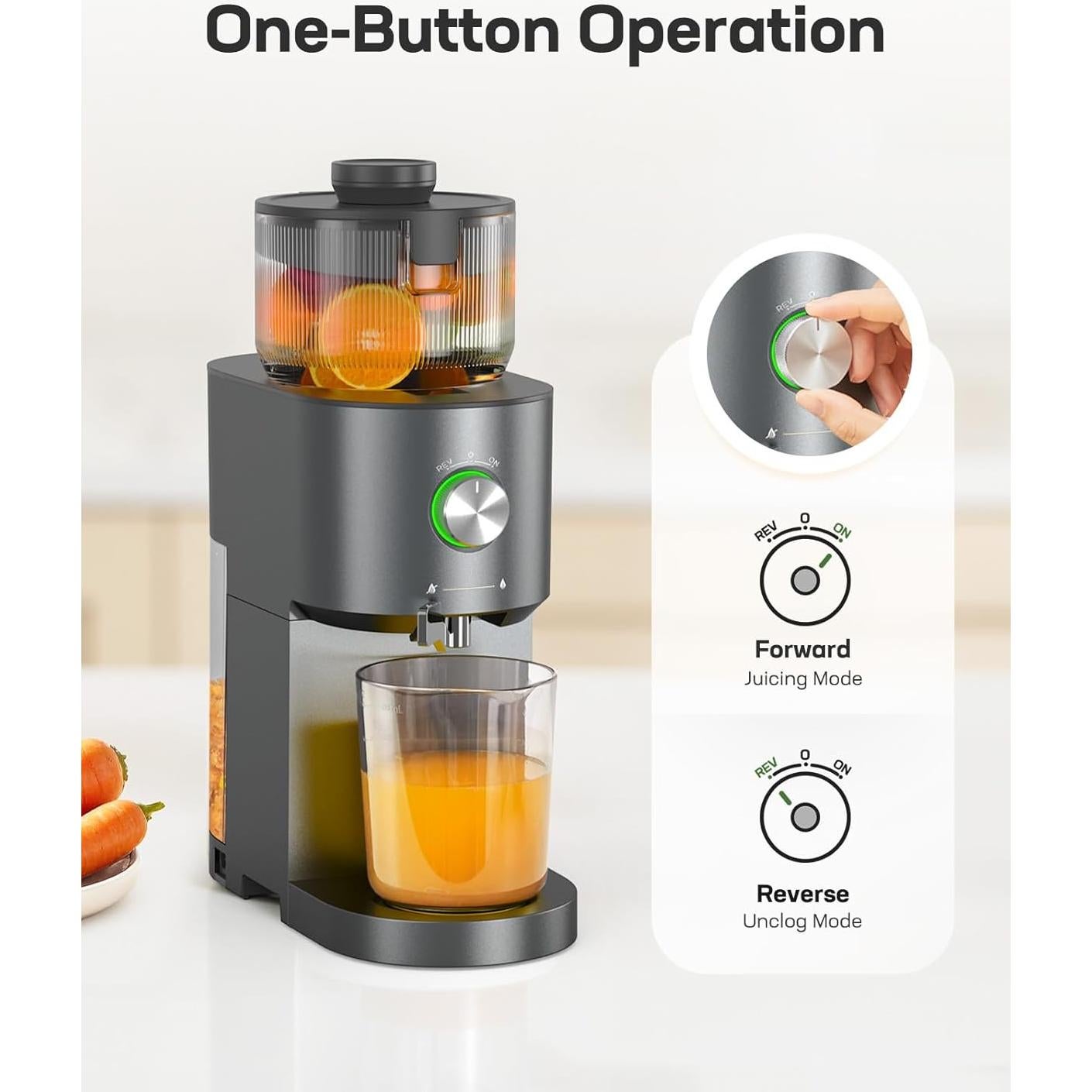 Exprimidor de Prensa Fría Silonn SLMCJ01B, 100W, 13.7cm