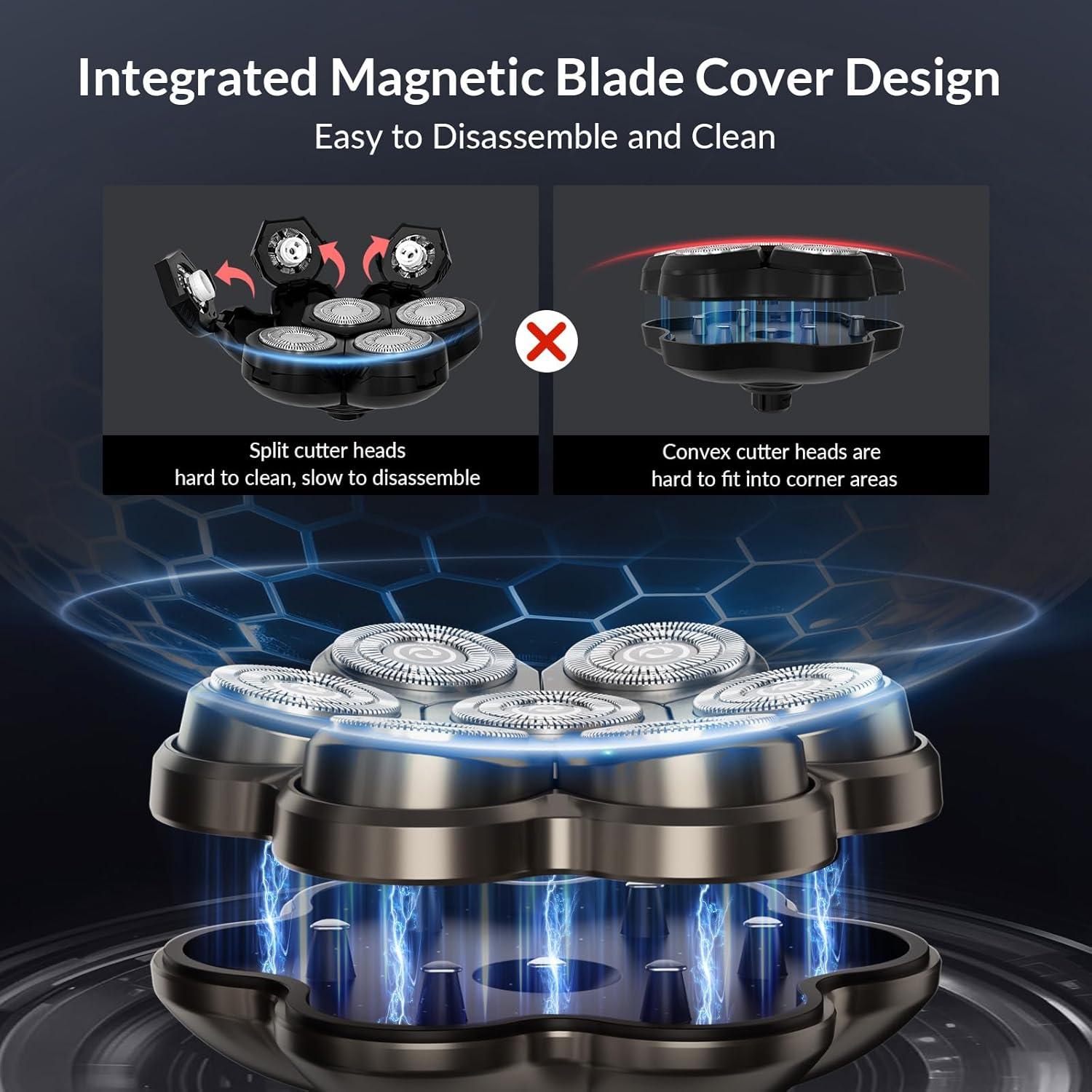 Afeitadora eléctrica HiBig 7D para hombres calvos, 5 en 1, gris