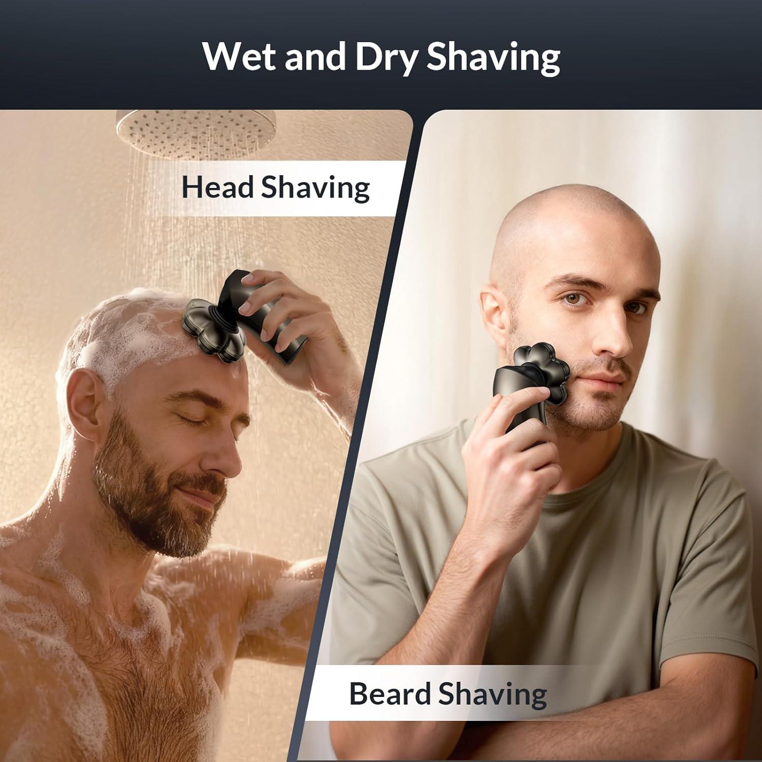 Afeitadora eléctrica HiBig 7D para hombres calvos, 5 en 1, gris