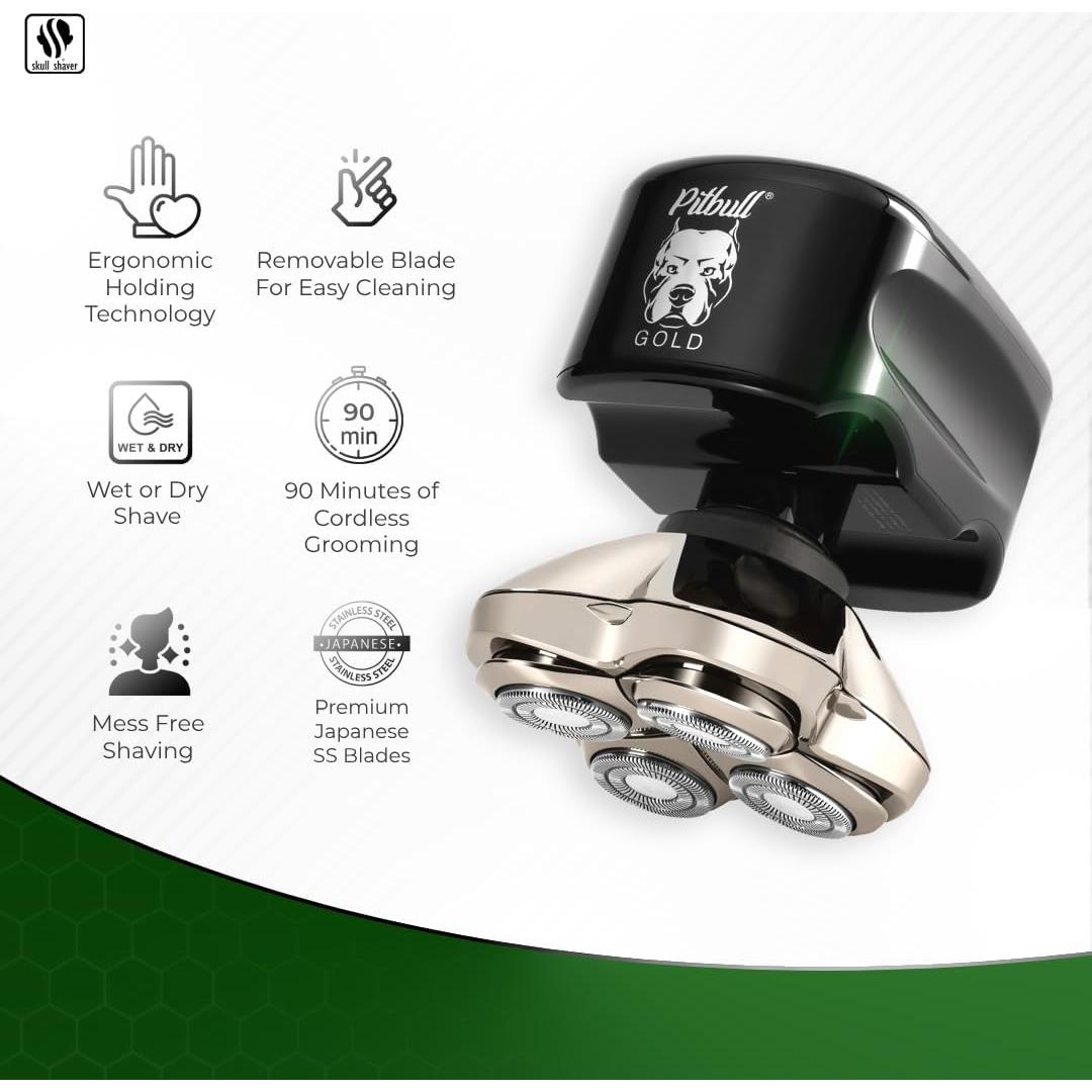 Afeitadora Rotativa Skull Shaver Pitbull Gold PRO 5 en 1