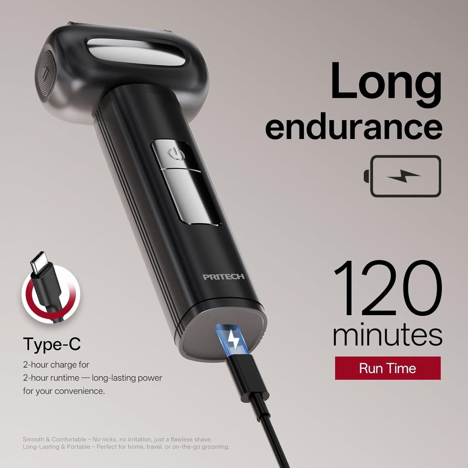 Afeitadora eléctrica PRITECH 4D impermeable con pantalla LED