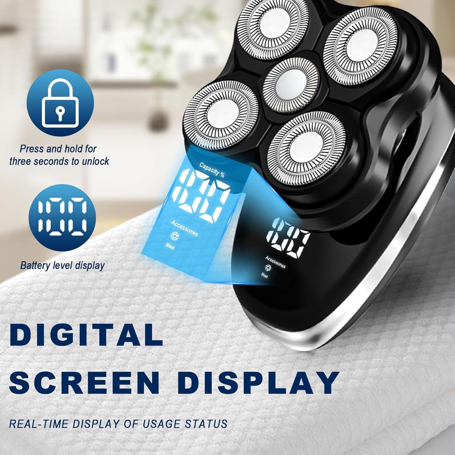 Afeitadora de Cabeza Eléctrica LQT 2025 Flotante 5D Impermeable