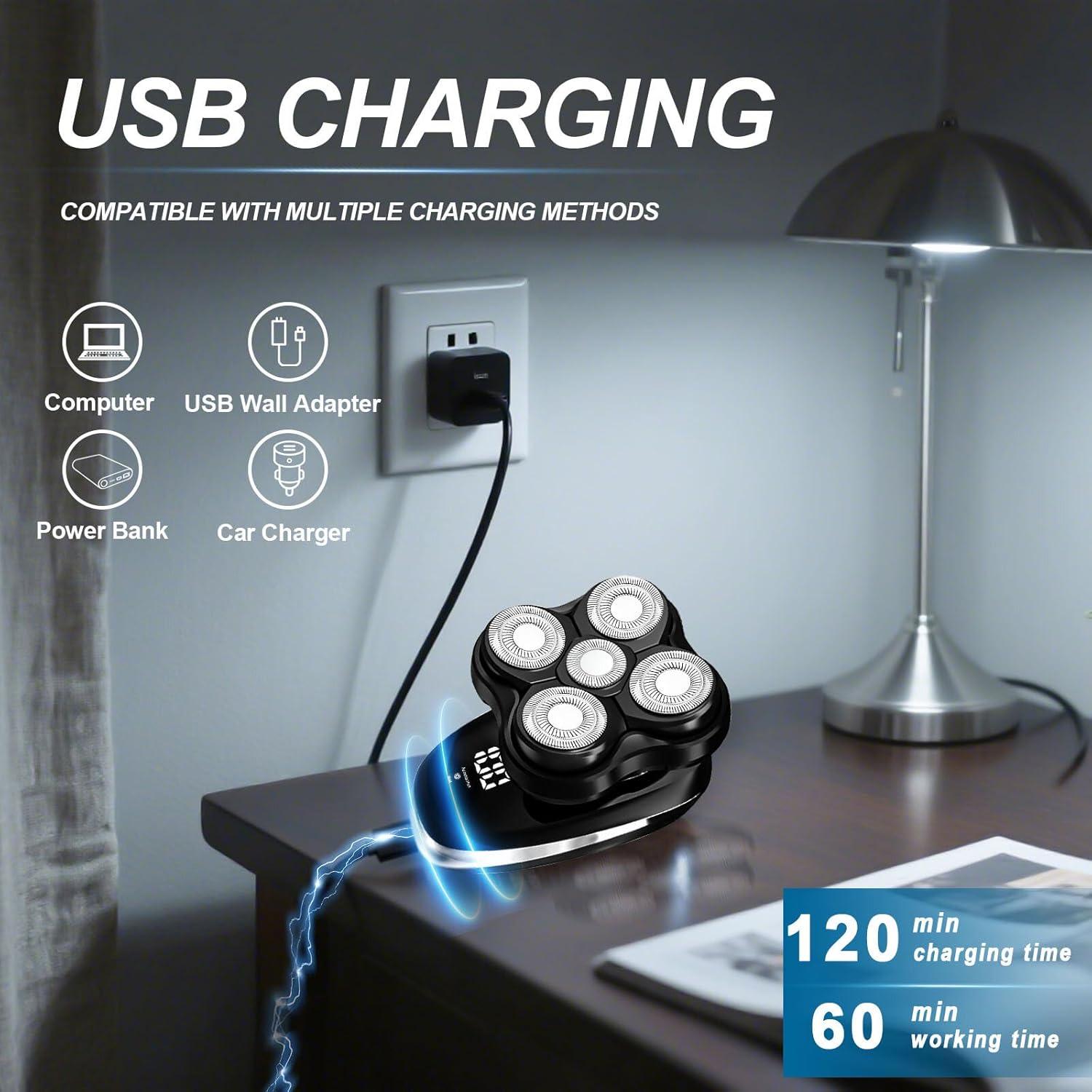 Afeitadora de Cabeza Eléctrica LQT 2025 Flotante 5D Impermeable