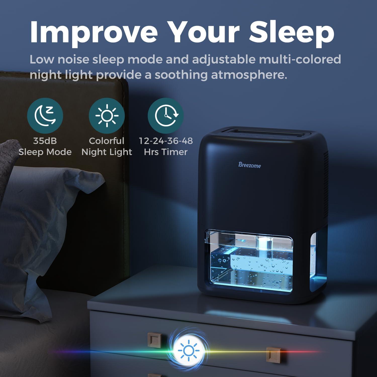 Deshumidificador BREEZOME 1.8L Portátil Silencioso Negro