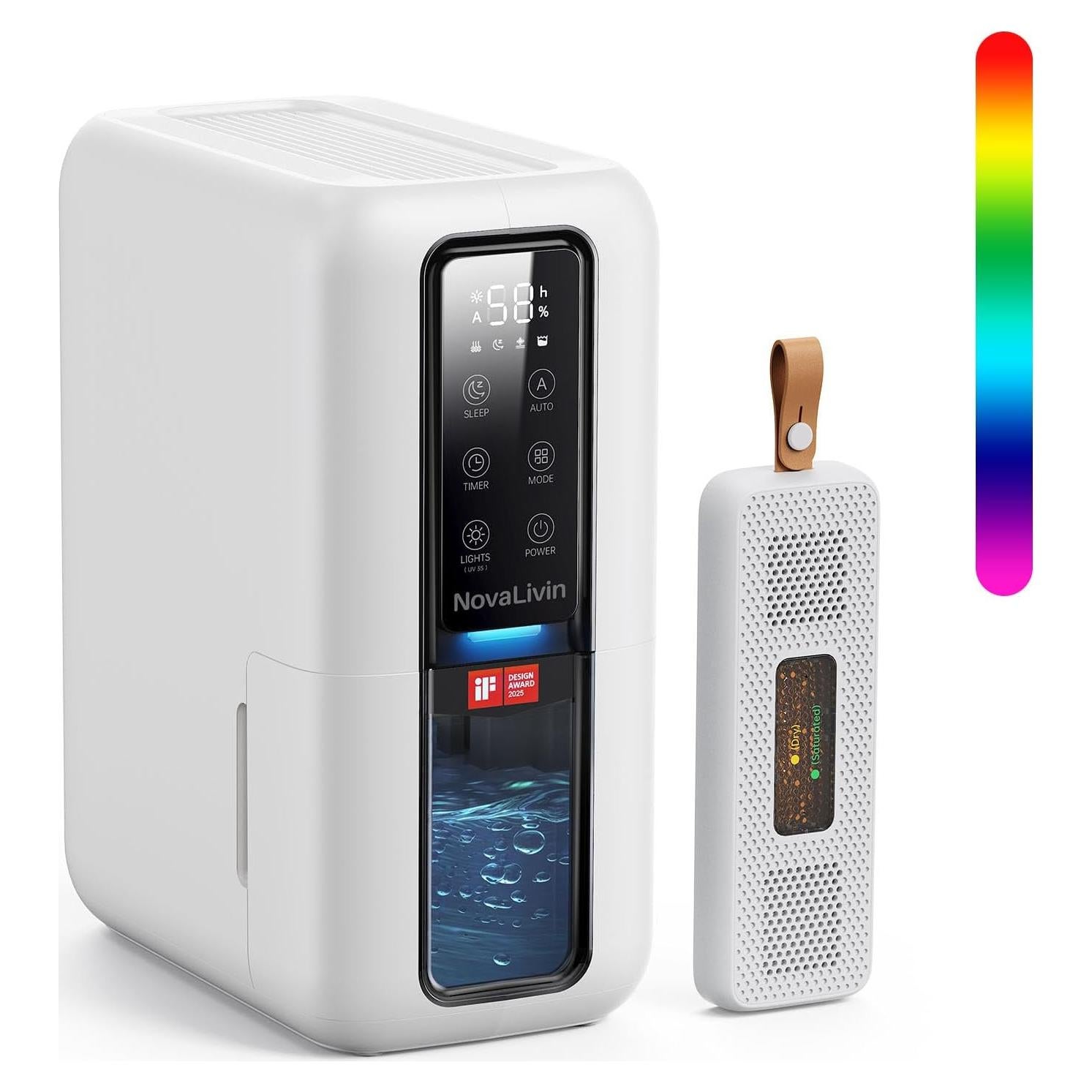 Deshumidificador NovaLivin 2L Automático Blanco con Luz LED