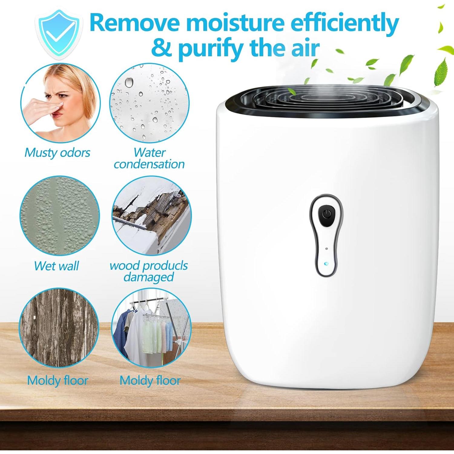 Deshumidificador Posdry 800ml Portátil Silencioso Automático