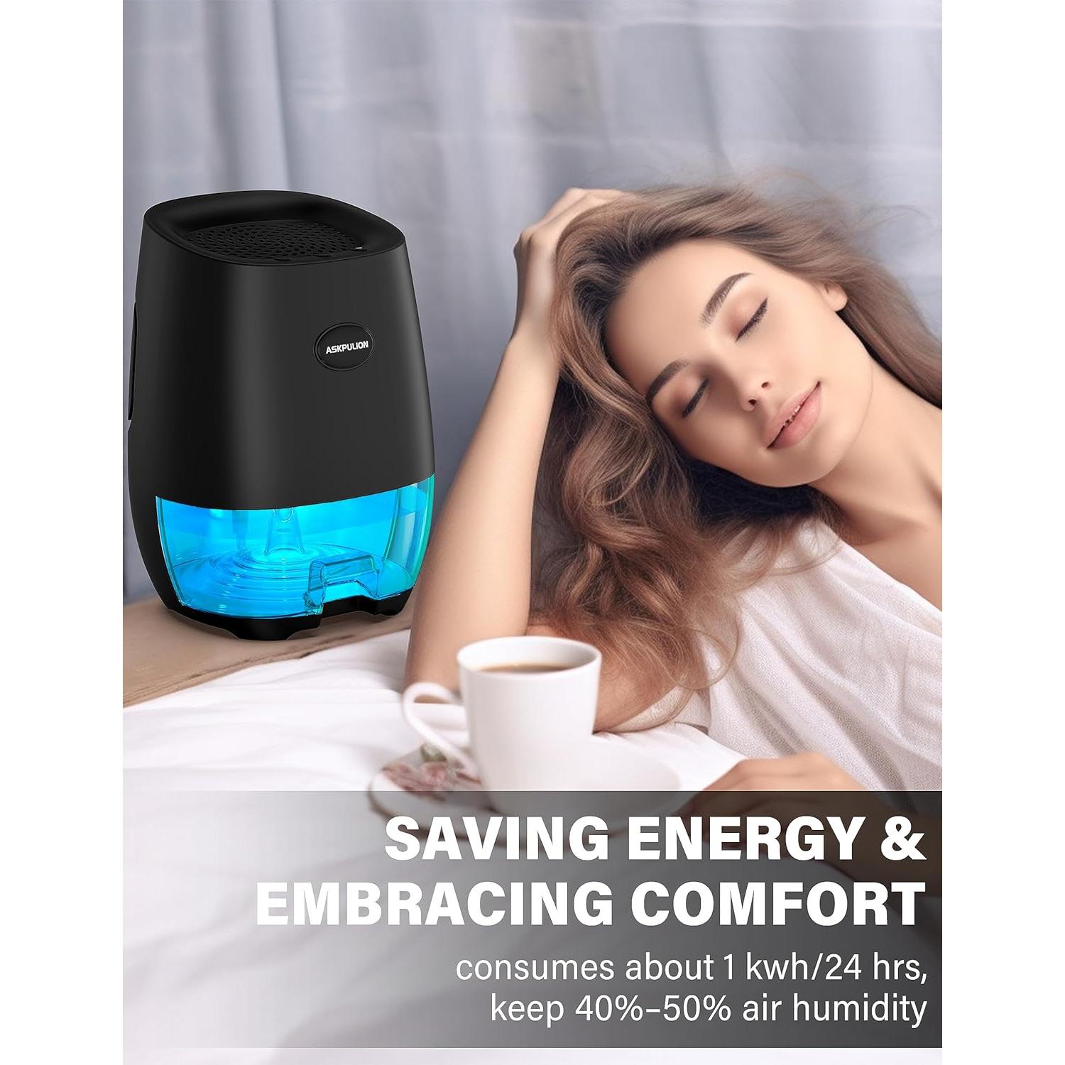 Deshumidificador portátil ASKULION 35oz automático silencioso