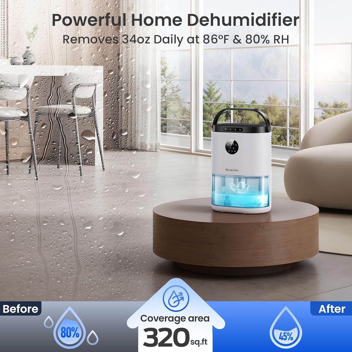 Deshumidificador NovaLivin 2.0L Automático con Luz Nocturna