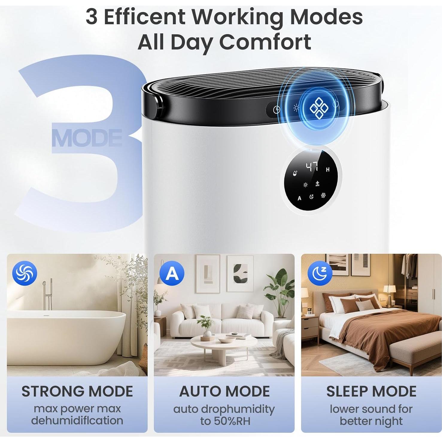 Deshumidificador NovaLivin 2.0L Automático con Luz Nocturna