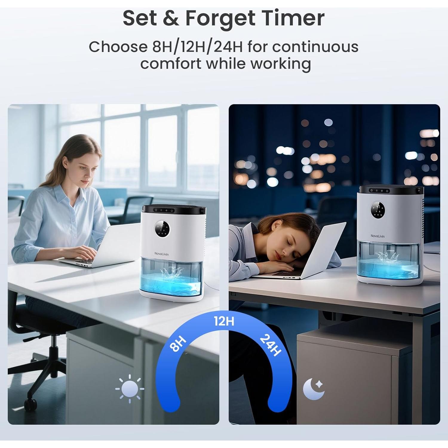 Deshumidificador NovaLivin 2.0L Automático con Luz Nocturna