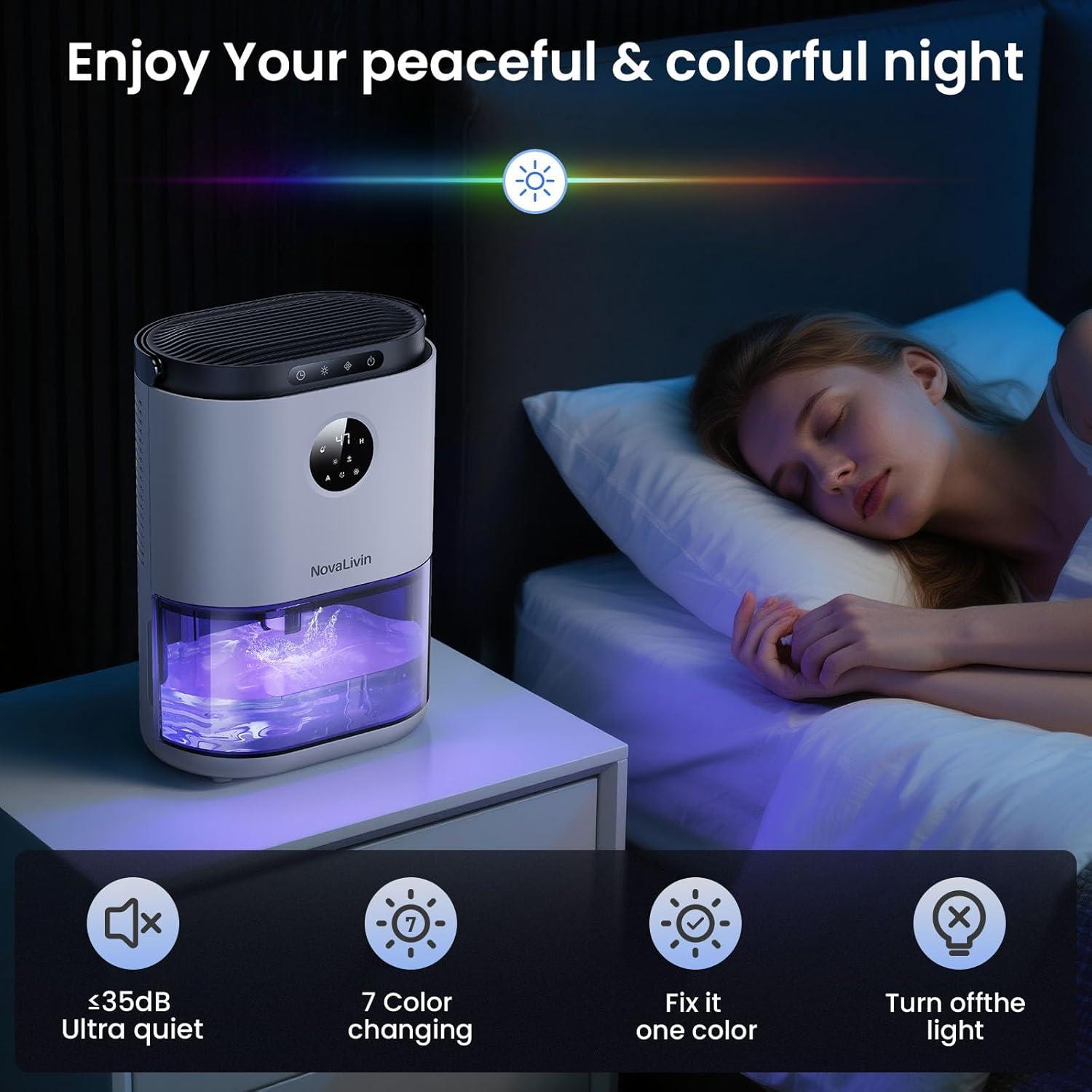 Deshumidificador NovaLivin 2.0L Automático con Luz Nocturna