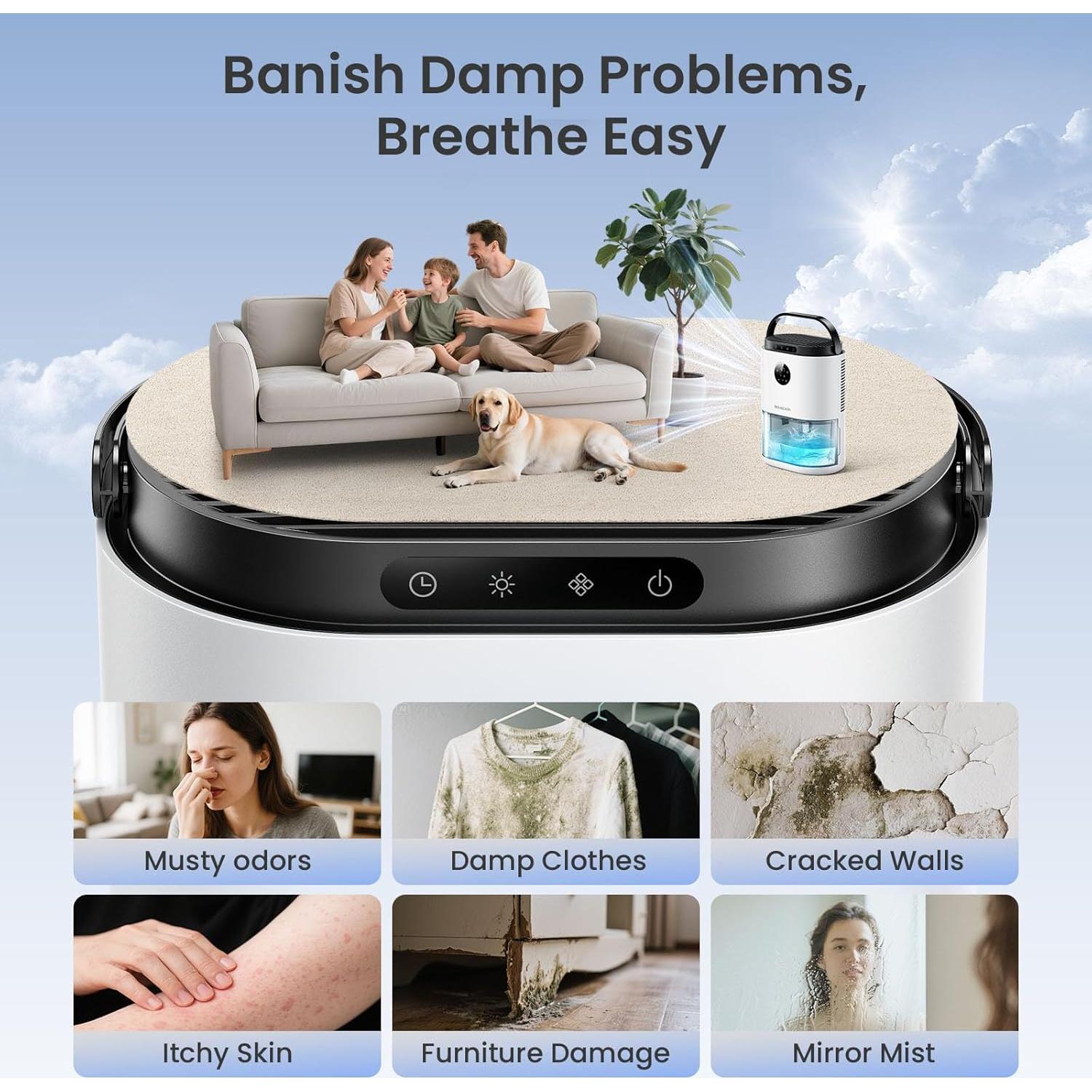 Deshumidificador NovaLivin 2.0L Automático con Luz Nocturna