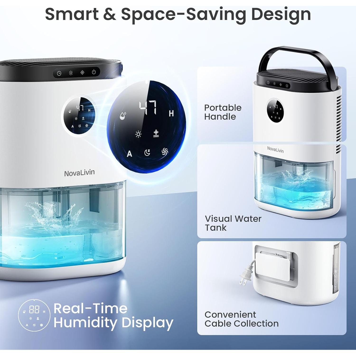 Deshumidificador NovaLivin 2.0L Automático con Luz Nocturna