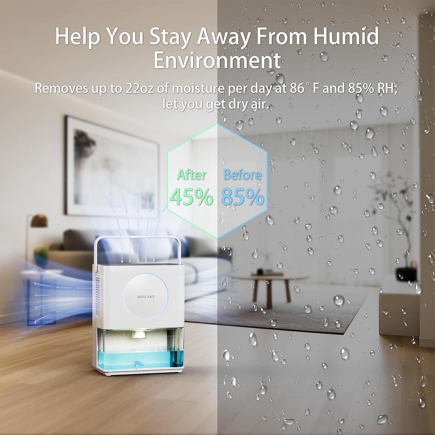 Deshumidificador SOICARE 3.2L Blanco con Filtro HEPA