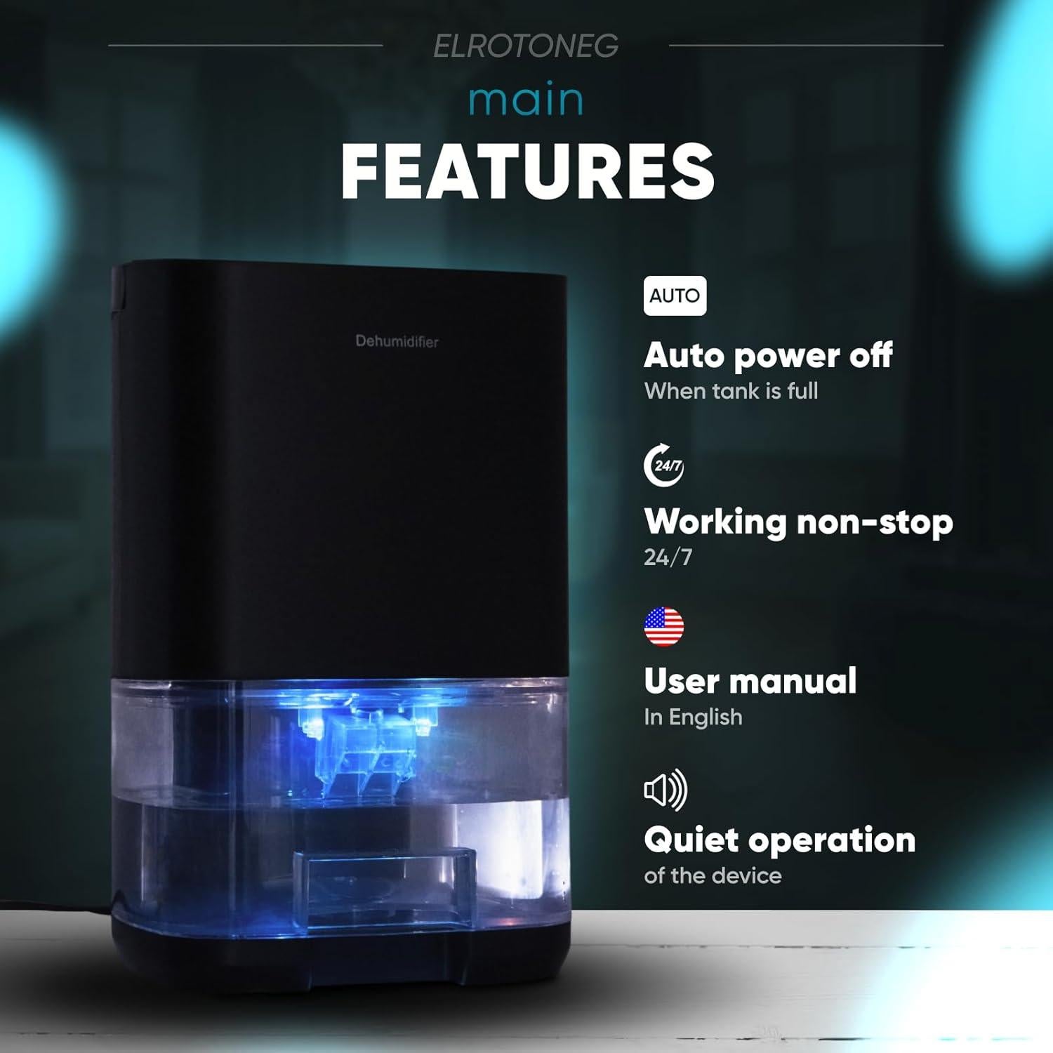 Deshumidificador ELROTONEG H2102 1.04L 27.87m² Automático