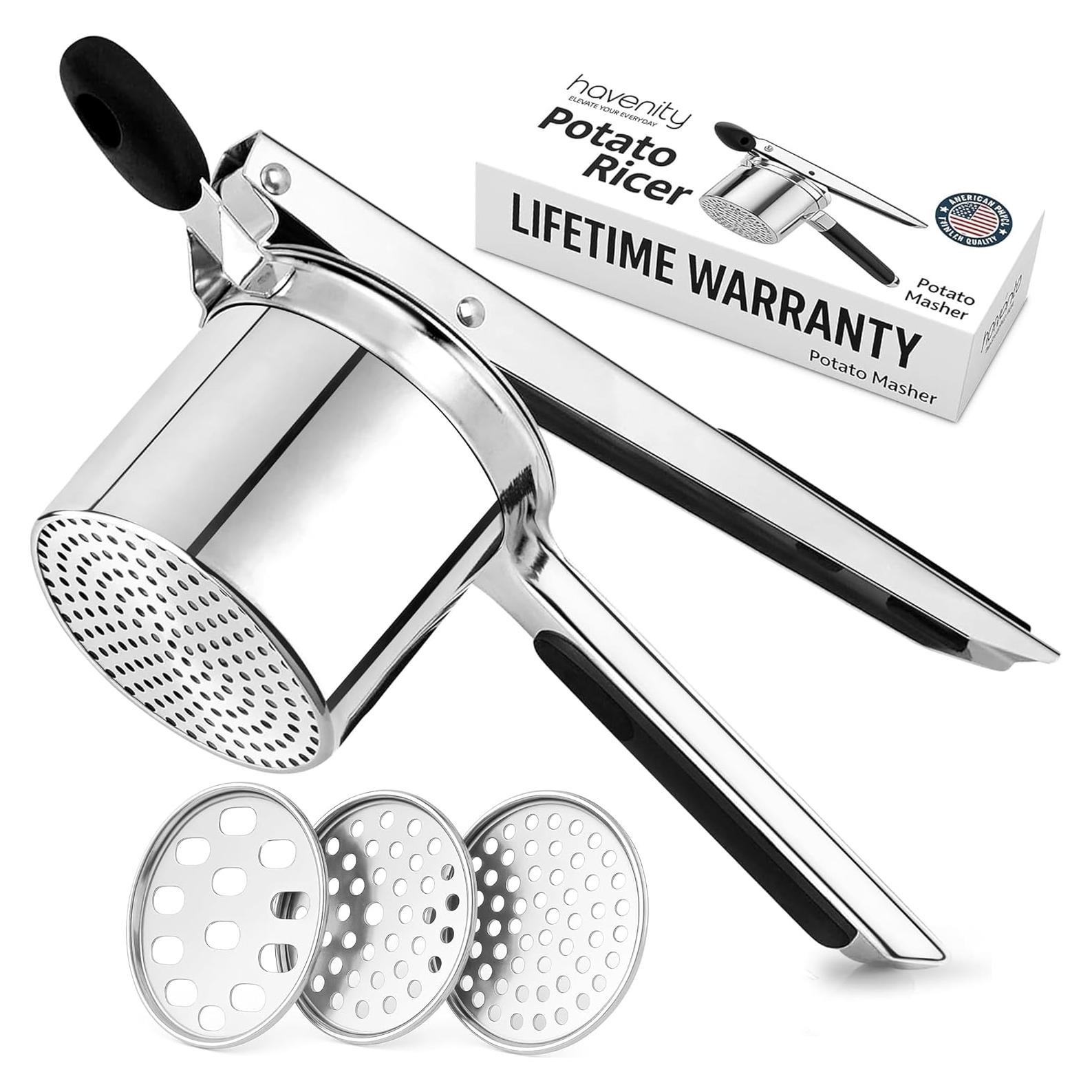 Prensa de Papa Havenity 425g Acero Inoxidable 3 Discos