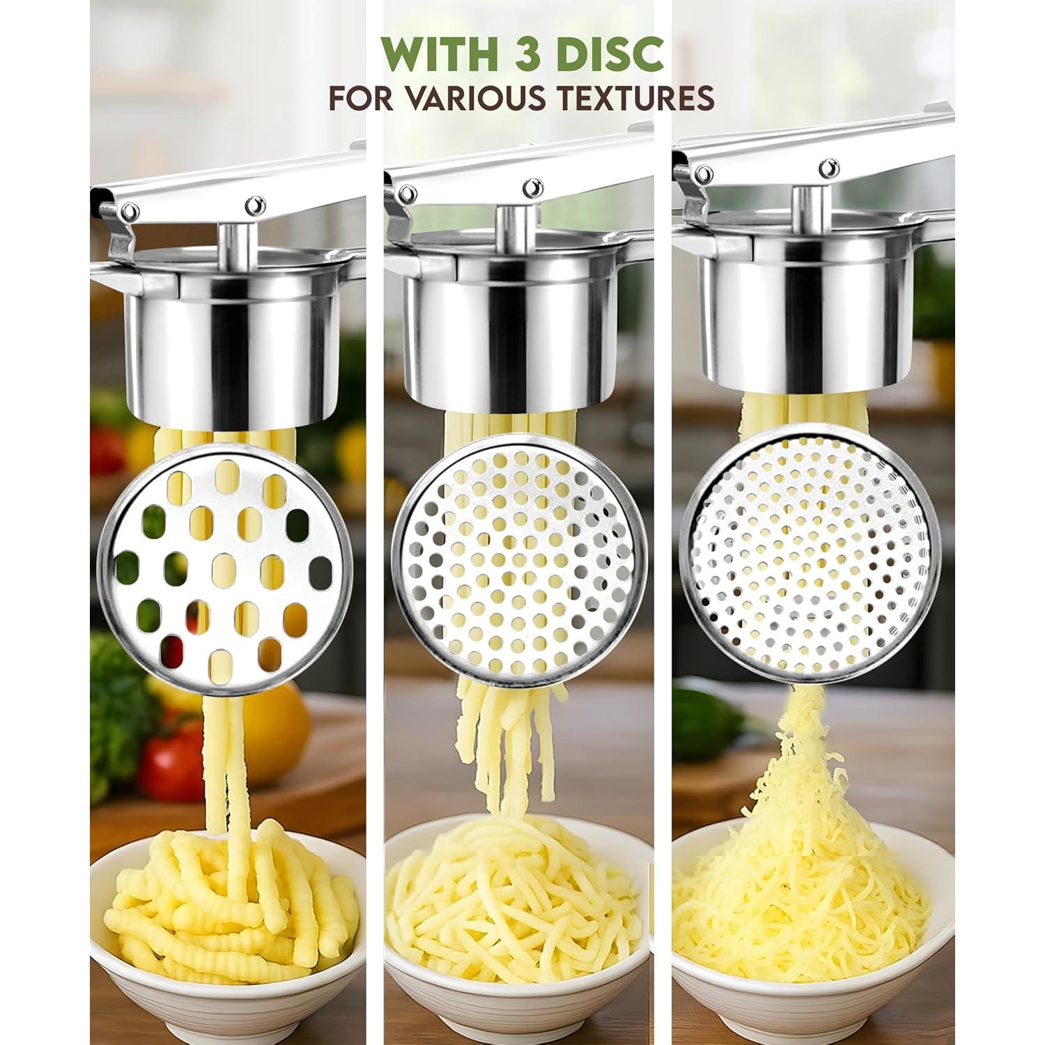 Prensa de Papa Havenity 425g Acero Inoxidable 3 Discos