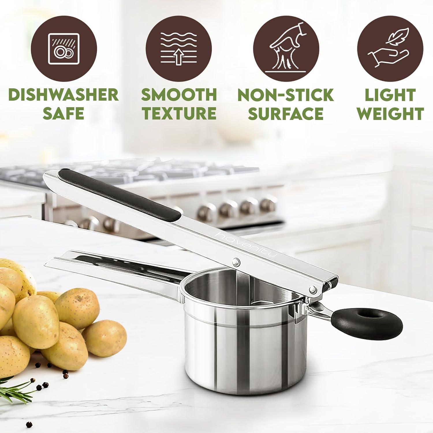 Prensa de Papa Havenity 425g Acero Inoxidable 3 Discos