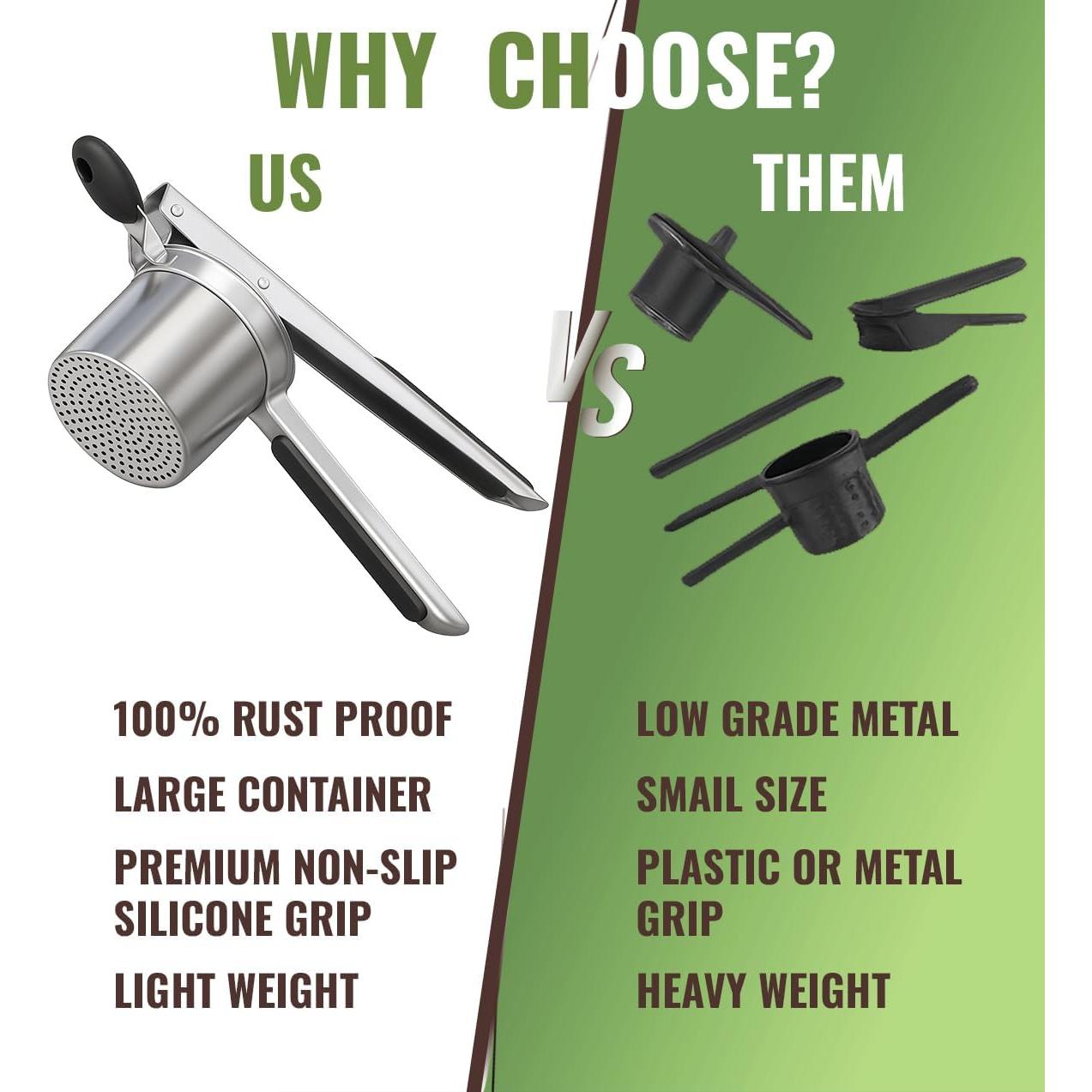 Prensa de Papa Havenity 425g Acero Inoxidable 3 Discos