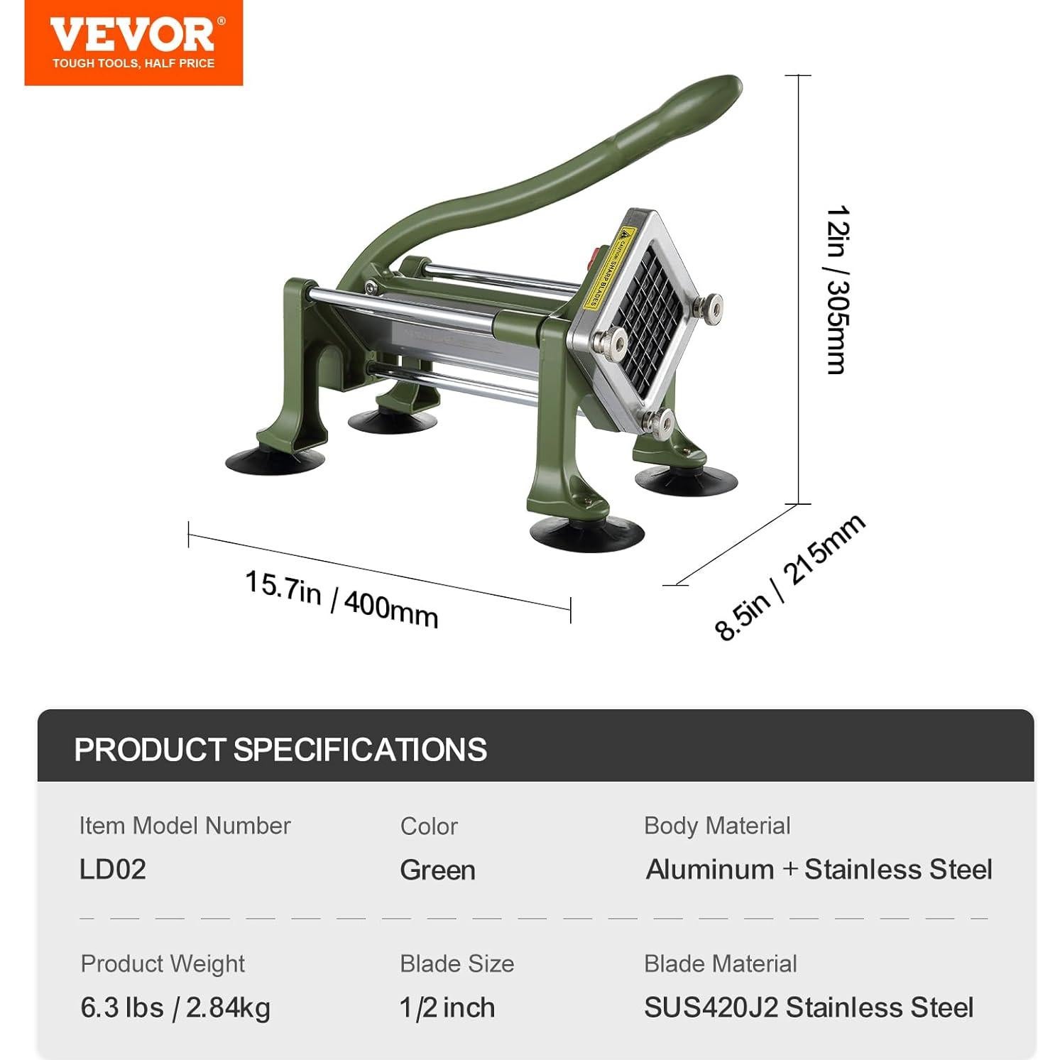 Cortador de Papas Fritas VEVOR Manual 1.27 cm Acero Inoxidable
