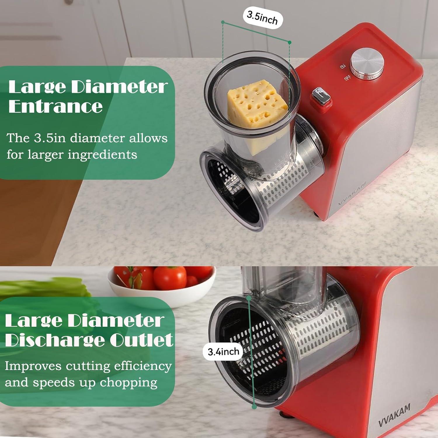 Rallador Eléctrico 5-en-1 VVAKAM 300W para Queso y Verduras