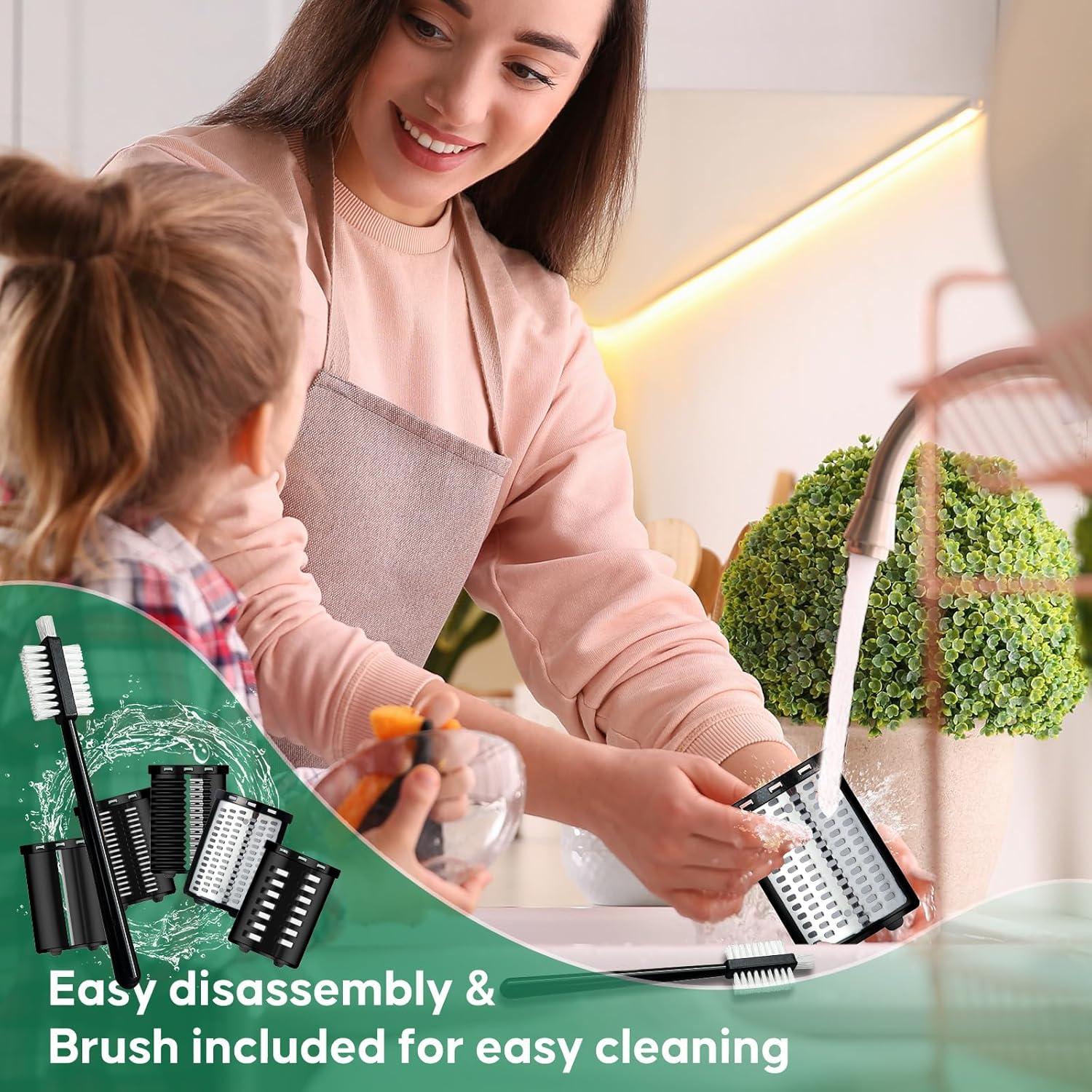 Rallador Eléctrico 5-en-1 VVAKAM 300W para Queso y Verduras