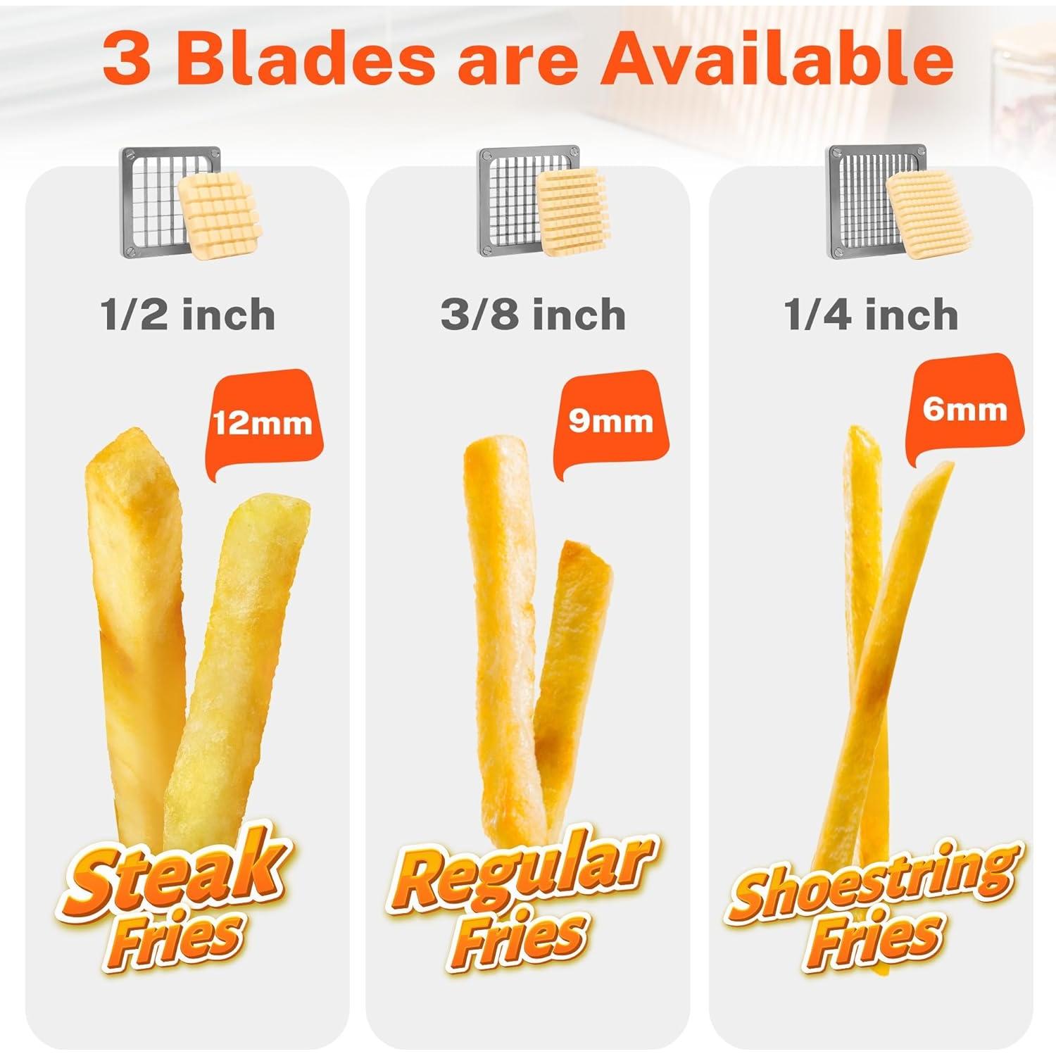 Cortador de Papas Fritas FSUON Acero Inoxidable 3 Cuchillas