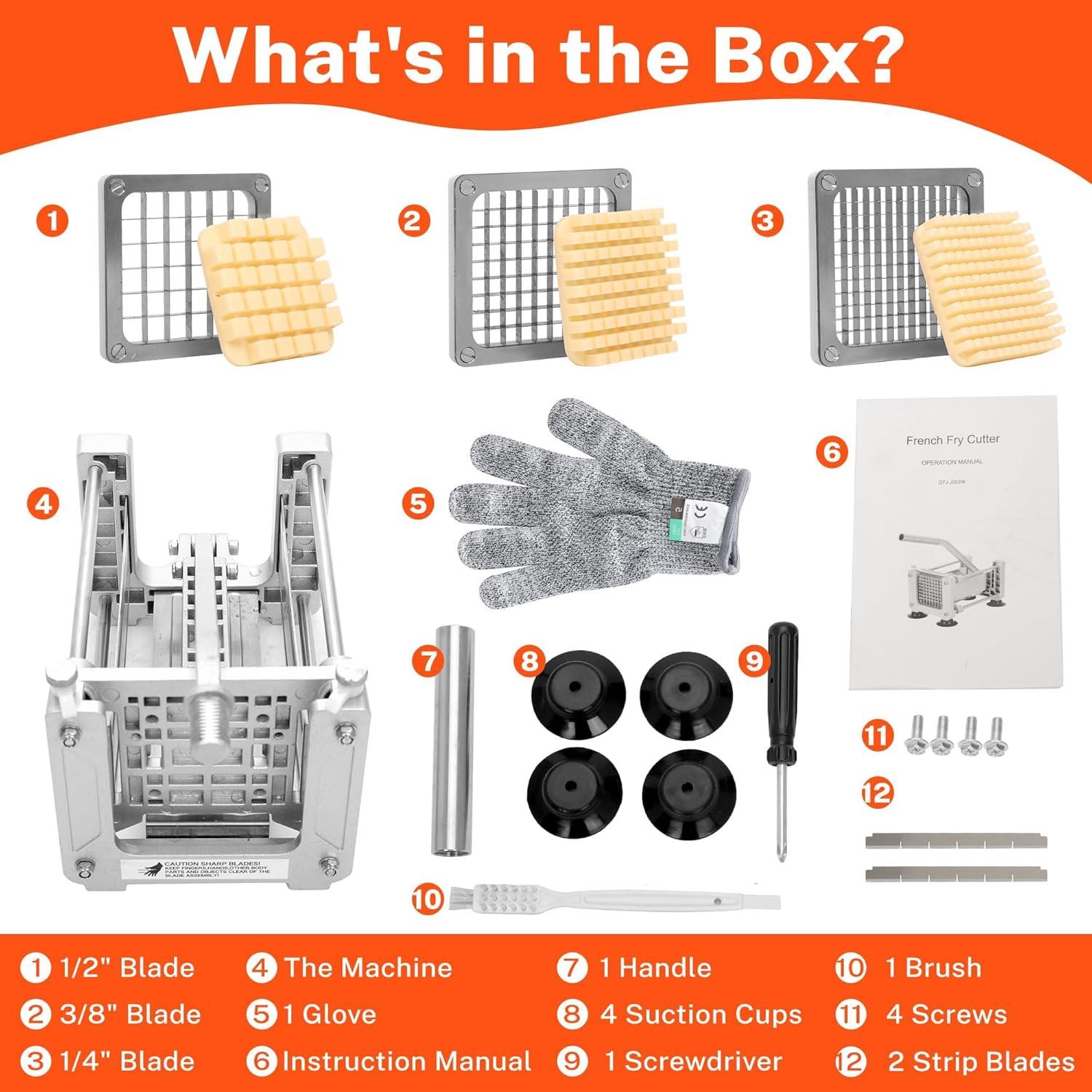 Cortador de Papas Fritas FSUON Acero Inoxidable 3 Cuchillas