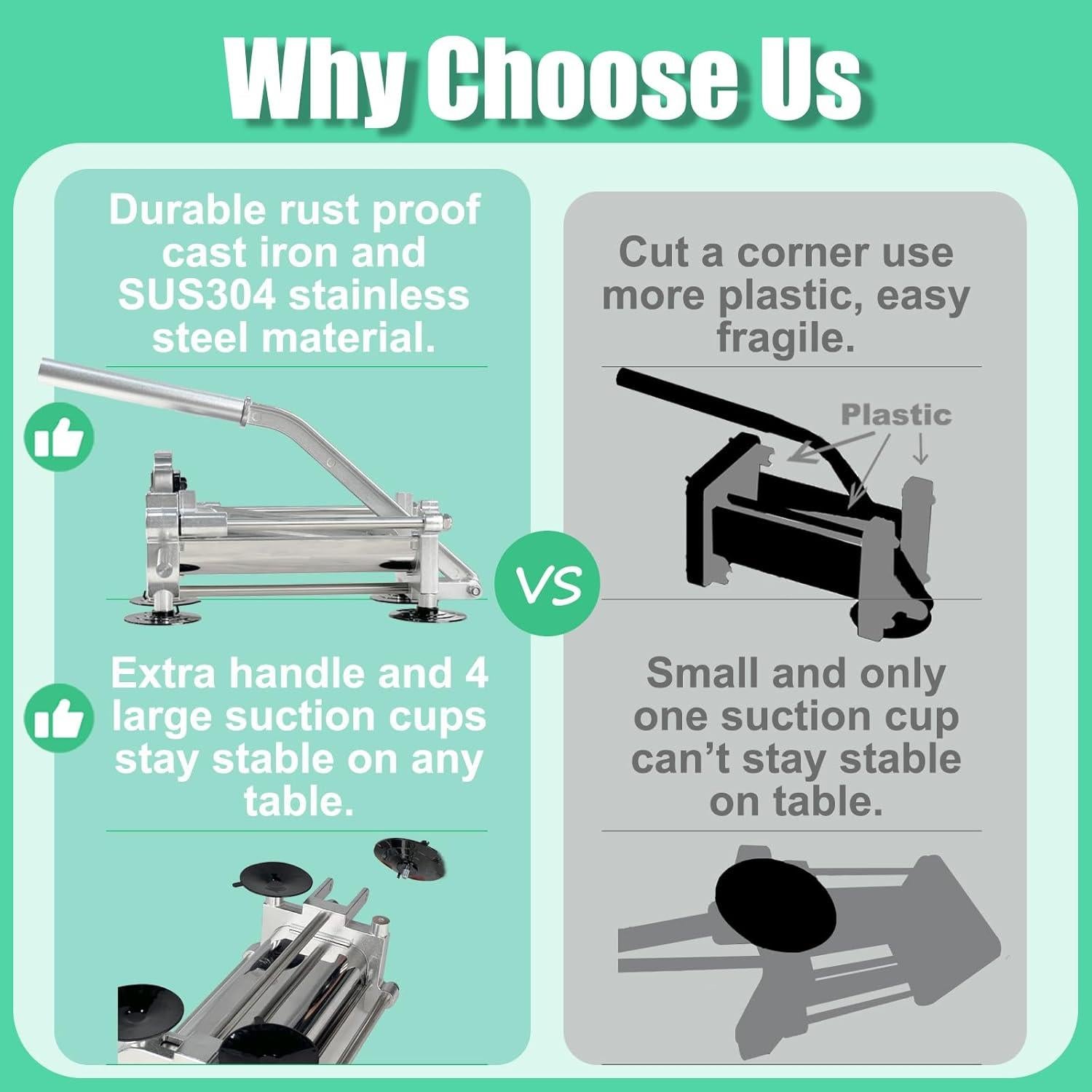 Cortador de Papas Fritas Eascandy Acero Inoxidable 1/2 y 3/8