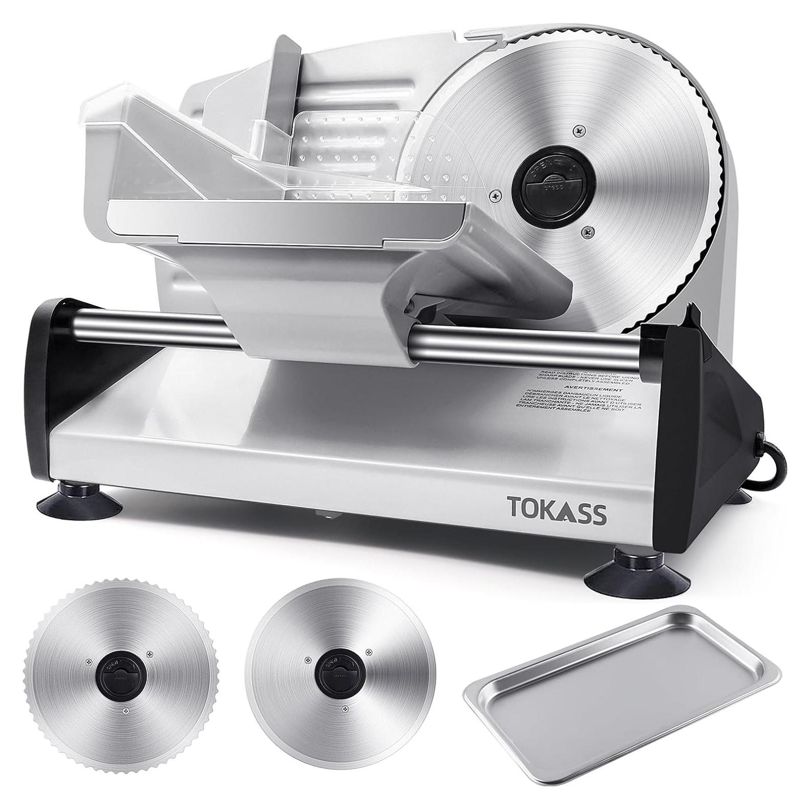 Cortadora de Carne Eléctrica TOKASS 200W con 2 Cuchillas 19.05cm