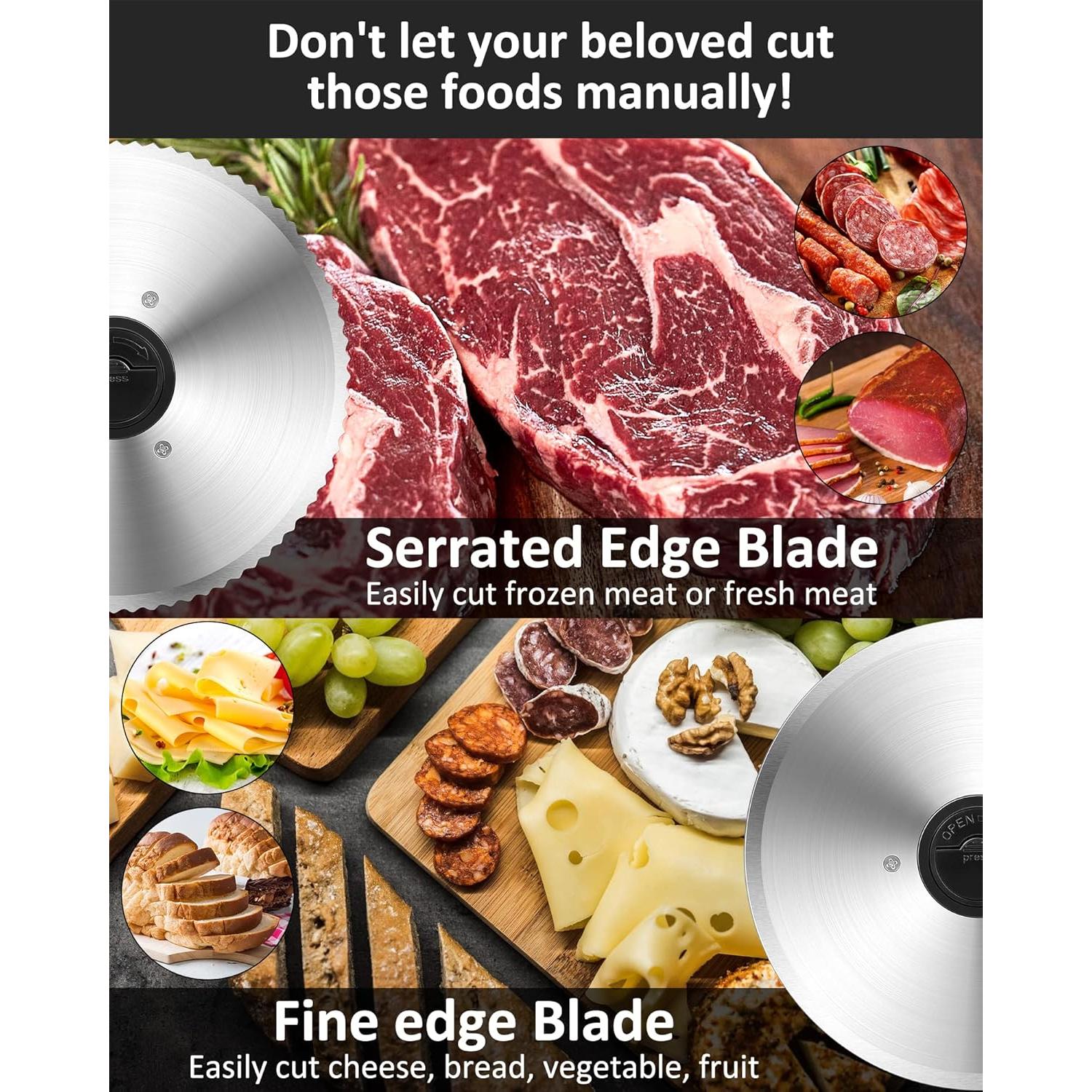 Cortadora de Carne Eléctrica TOKASS 200W con 2 Cuchillas 19.05cm