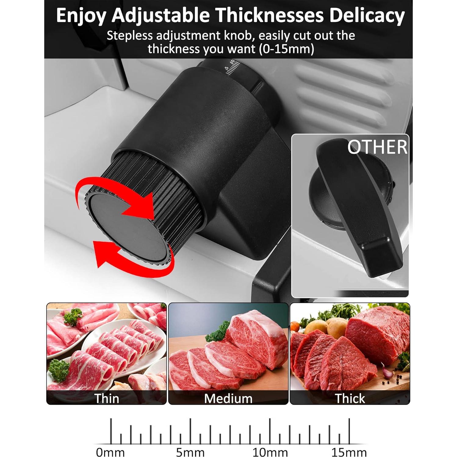 Cortadora de Carne Eléctrica TOKASS 200W con 2 Cuchillas 19.05cm
