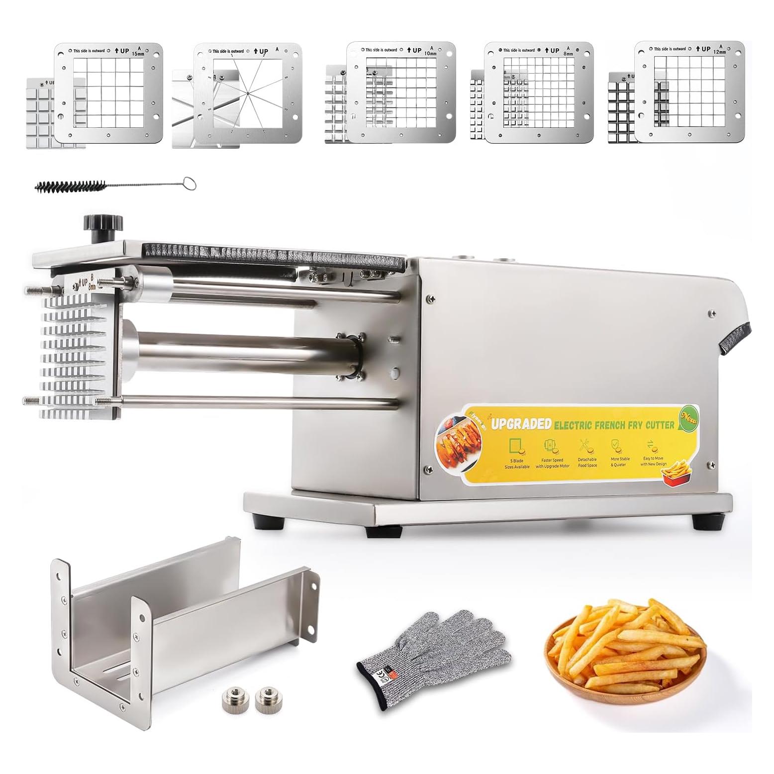Cortador de Papas Fritas Eléctrico Flyseago 5 Cuchillas Acero Inoxidable