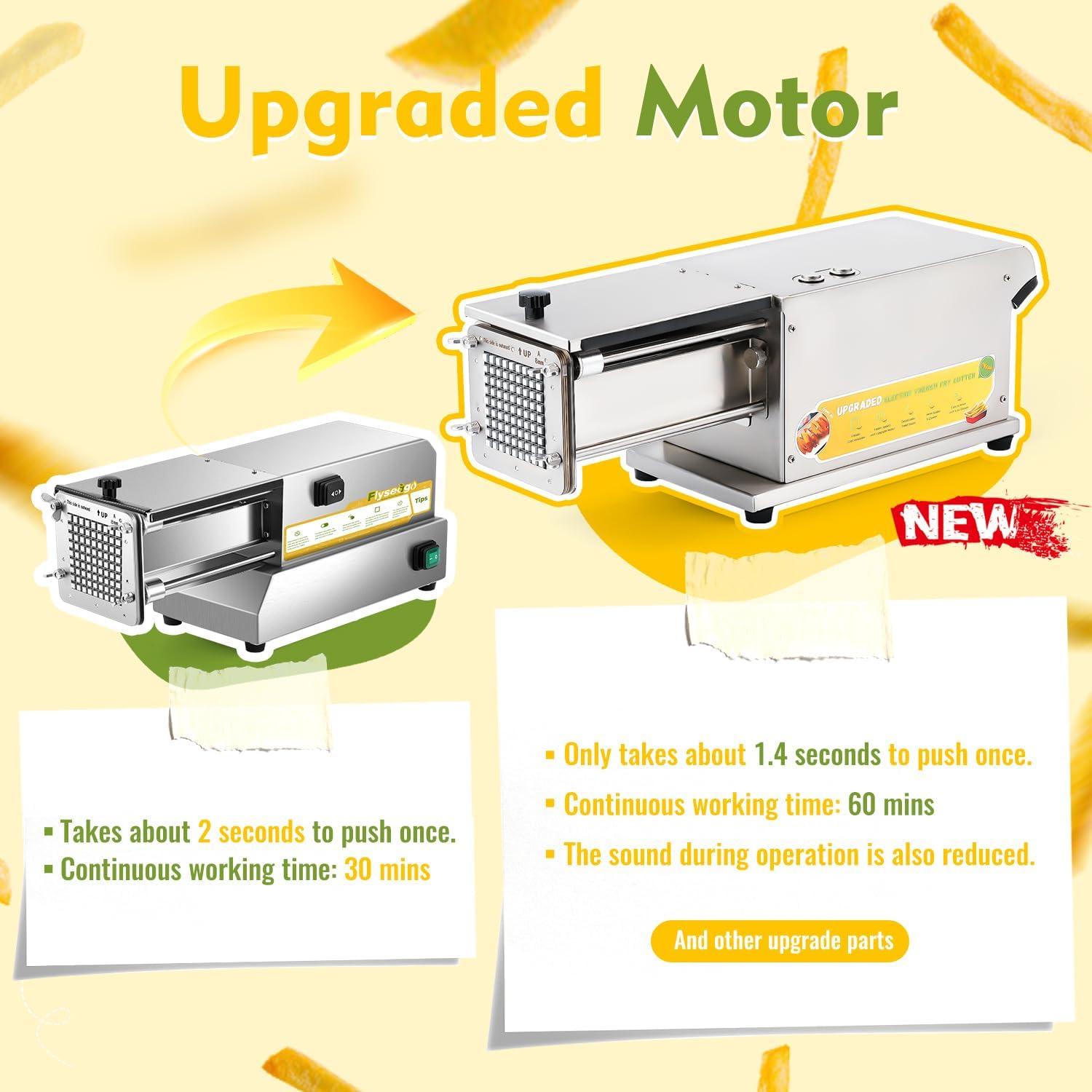 Cortador de Papas Fritas Eléctrico Flyseago 5 Cuchillas Acero Inoxidable