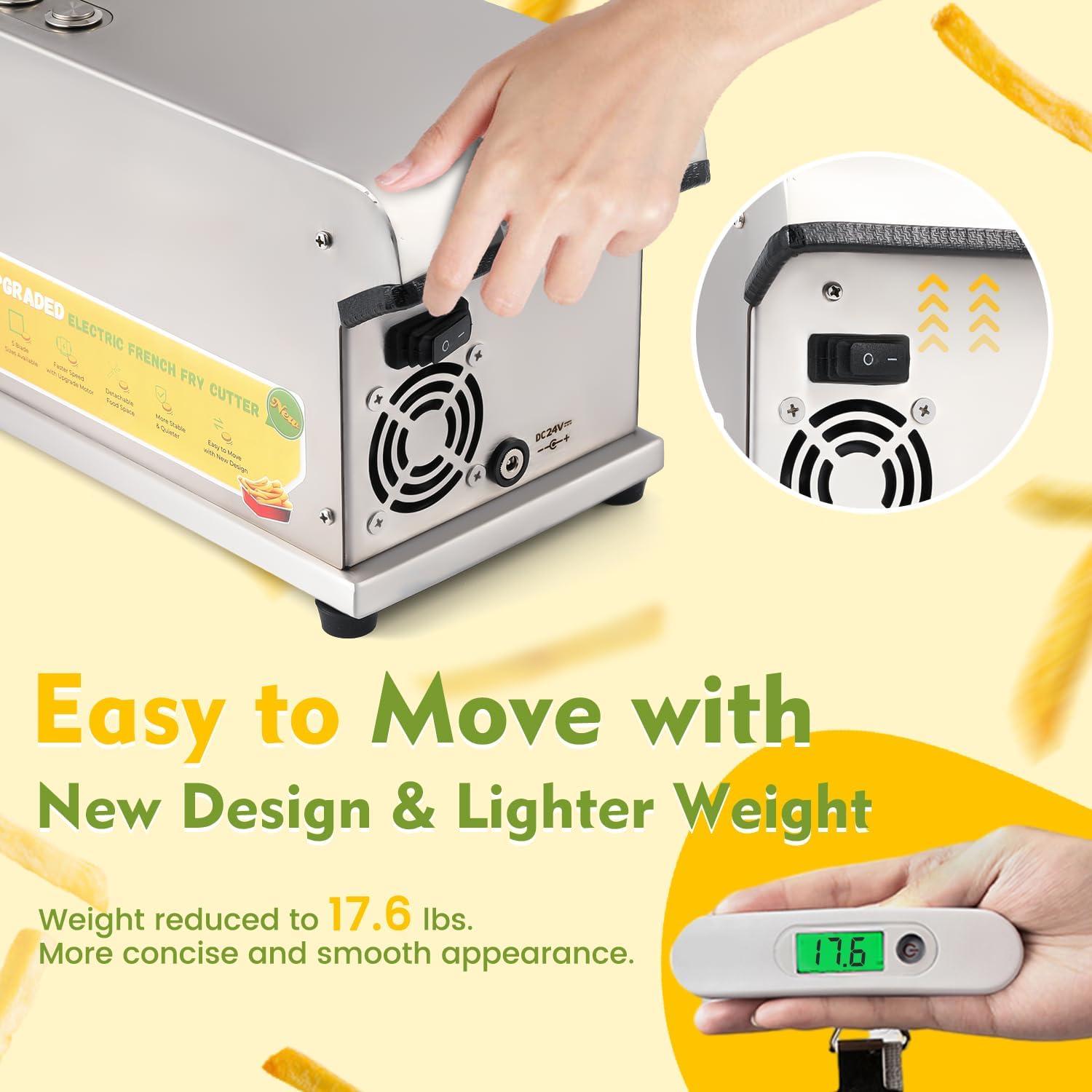 Cortador de Papas Fritas Eléctrico Flyseago 5 Cuchillas Acero Inoxidable