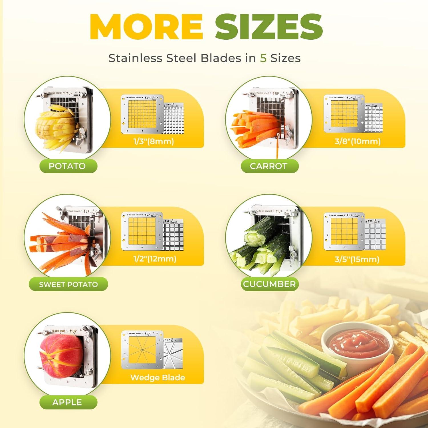 Cortador de Papas Fritas Automático Flyseago 5 Cuchillas Acero Inoxidable