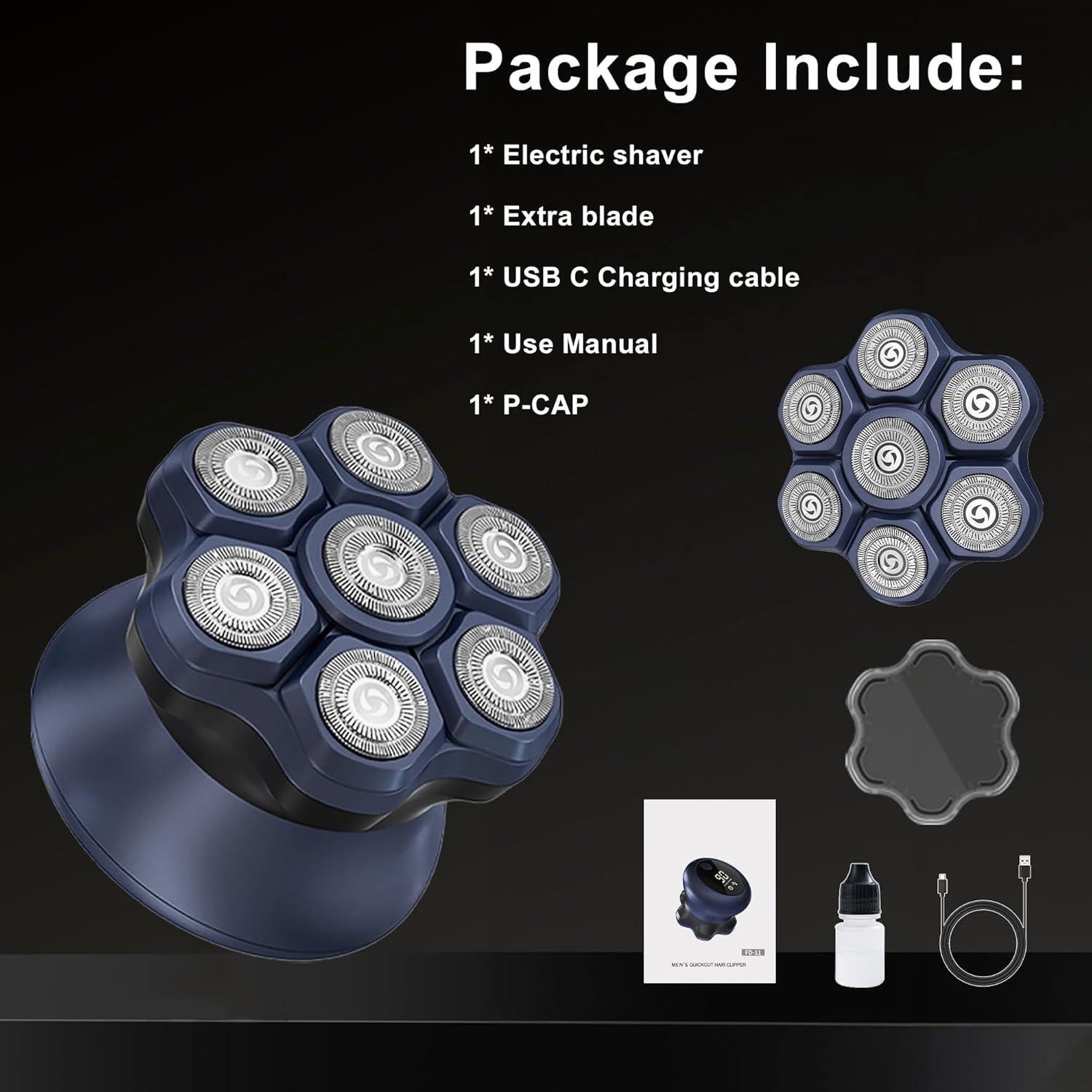 Afeitadora Eléctrica para Cabeza Calva KOMINGDON 7D Impermeable