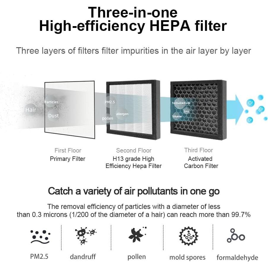 Deshumidificador Sefaul 1000ml con Purificador HEPA 74.32m²