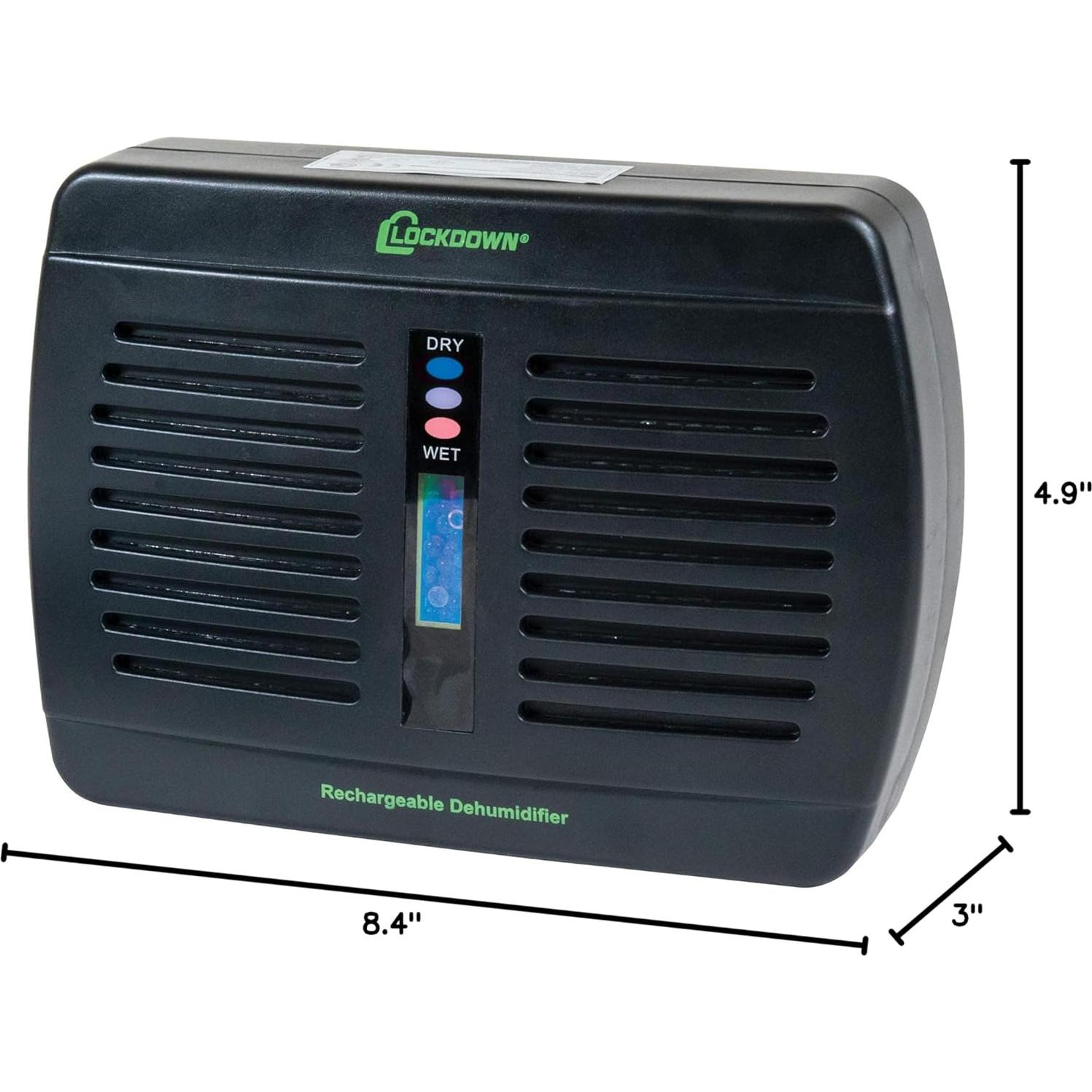 Deshumidificador Recargable Lockdown Compacto Inalámbrico 9.43 m³