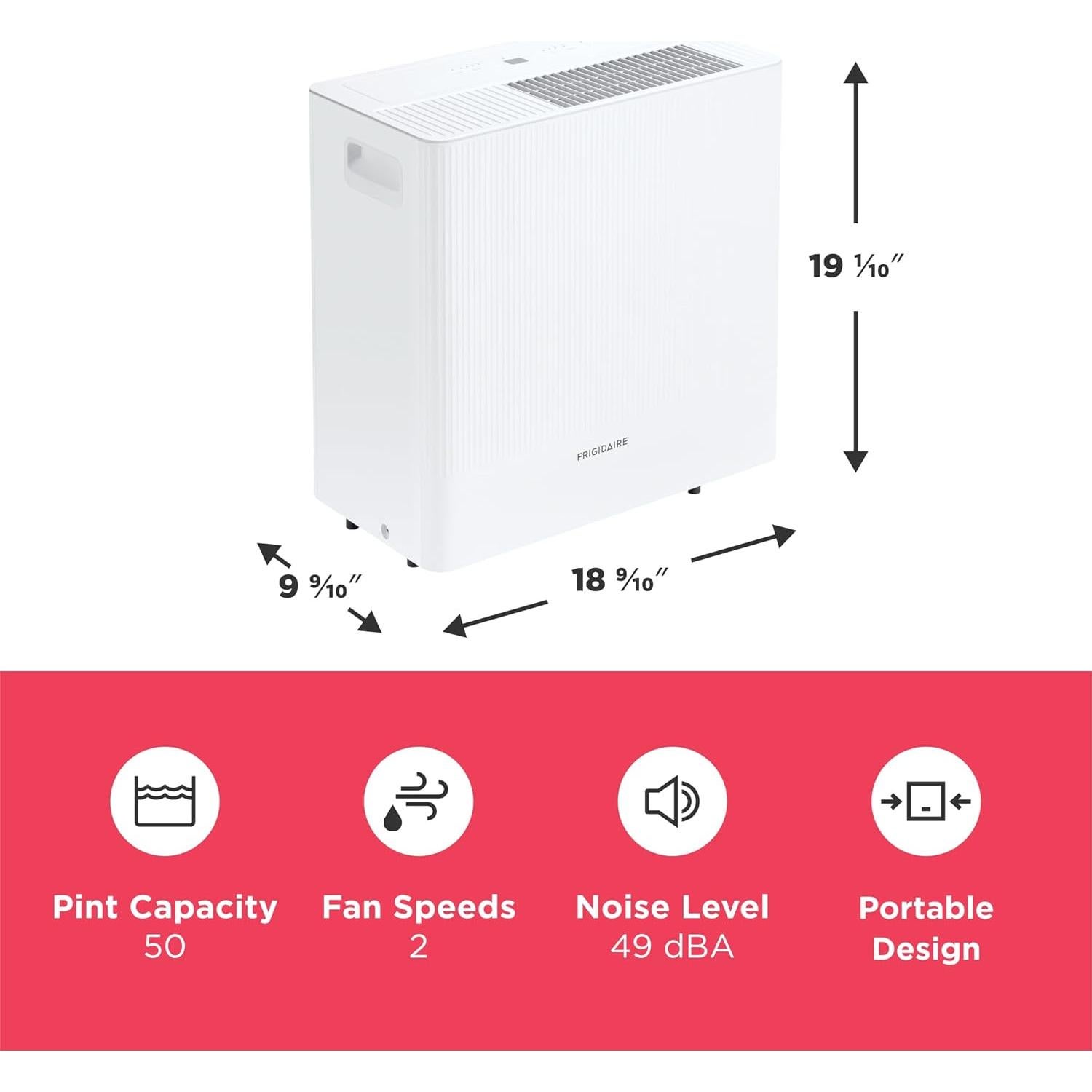 Deshumidificador Frigidaire 50 Pintas Wi-Fi Energy Star Blanco
