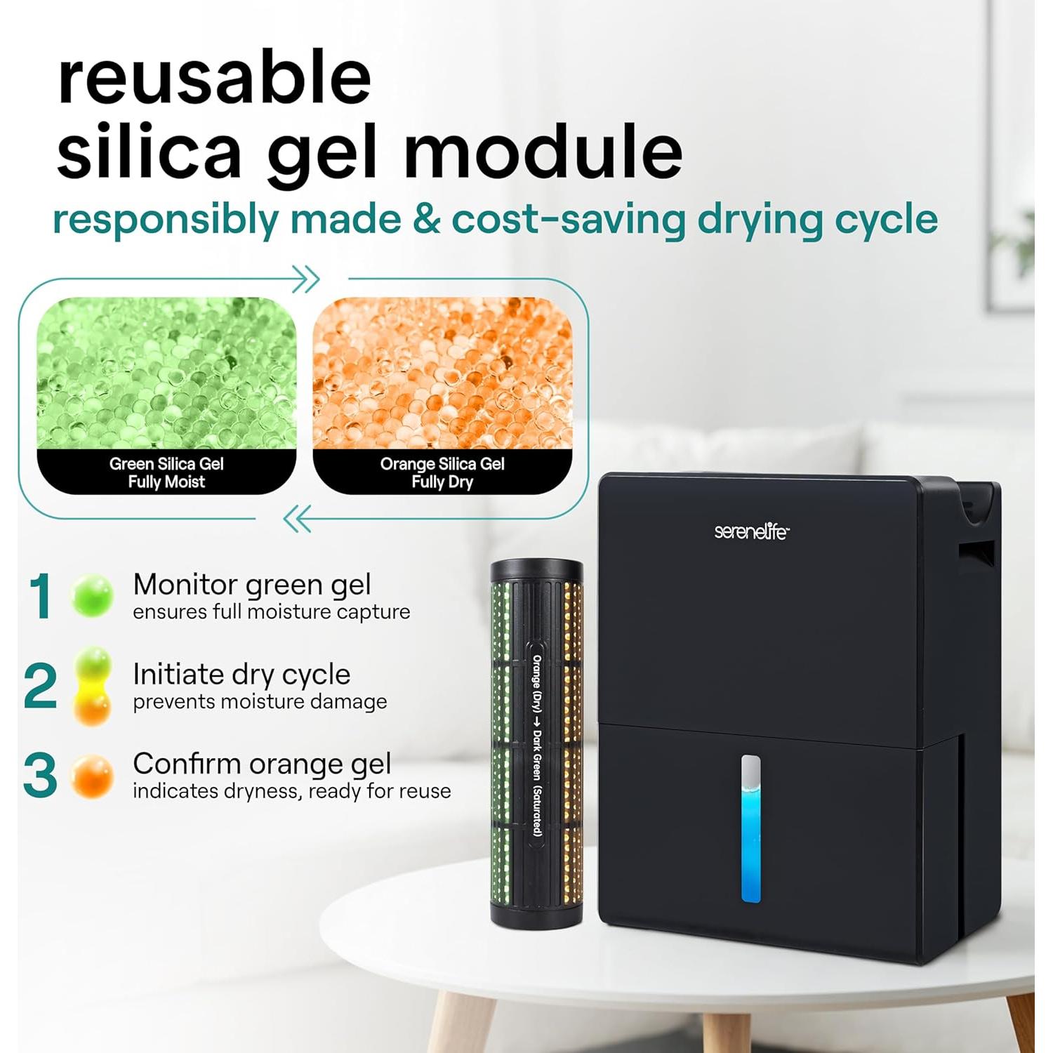 Deshumidificador Portátil SereneLife SLARP800BK 2-en-1 2.68L