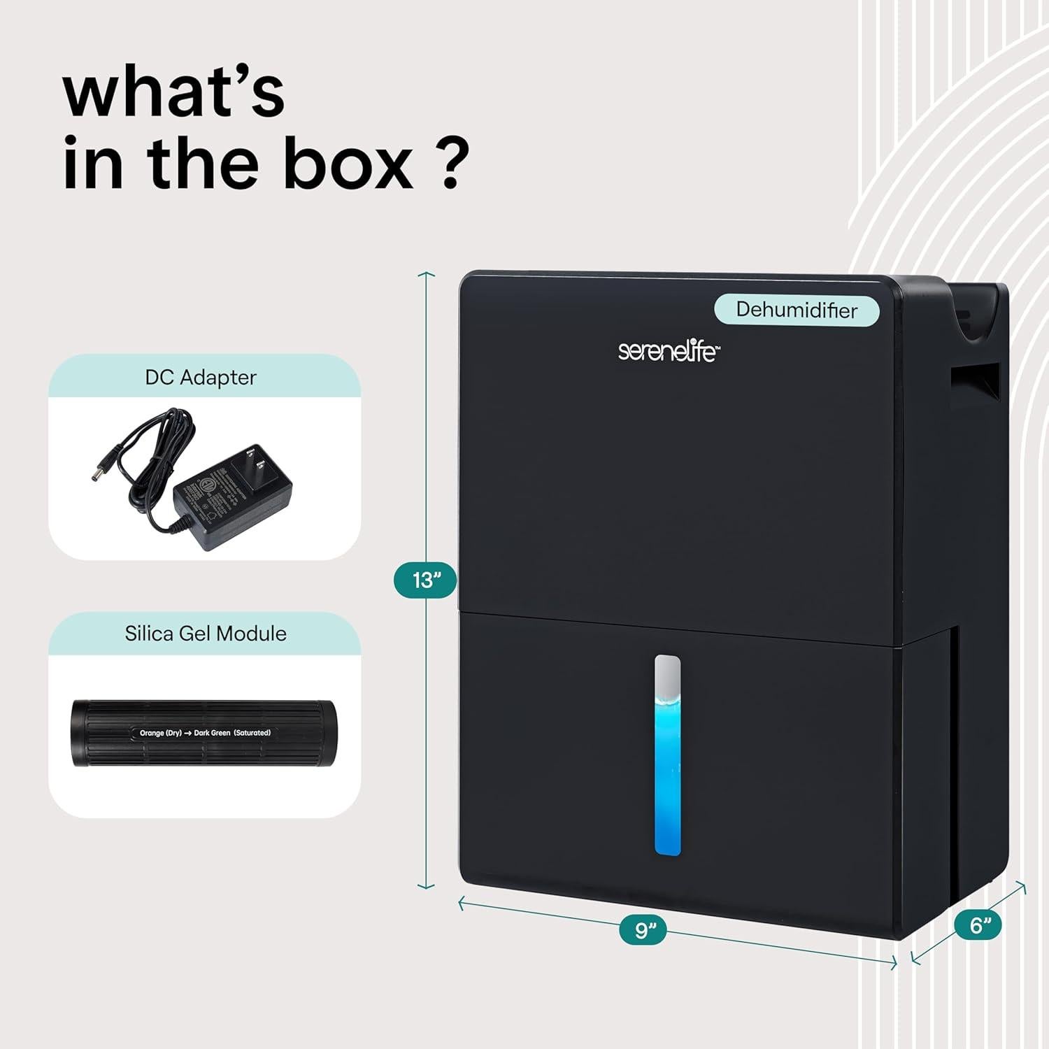 Deshumidificador Portátil SereneLife SLARP800BK 2-en-1 2.68L