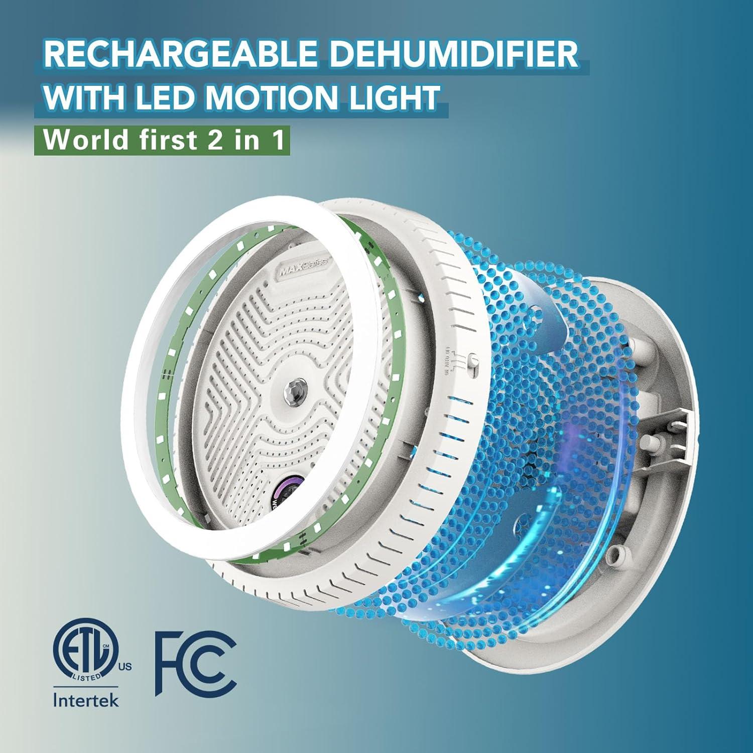 Deshumidificador Recargable MAXSafes-D1 con Luz LED Sensor Movimiento