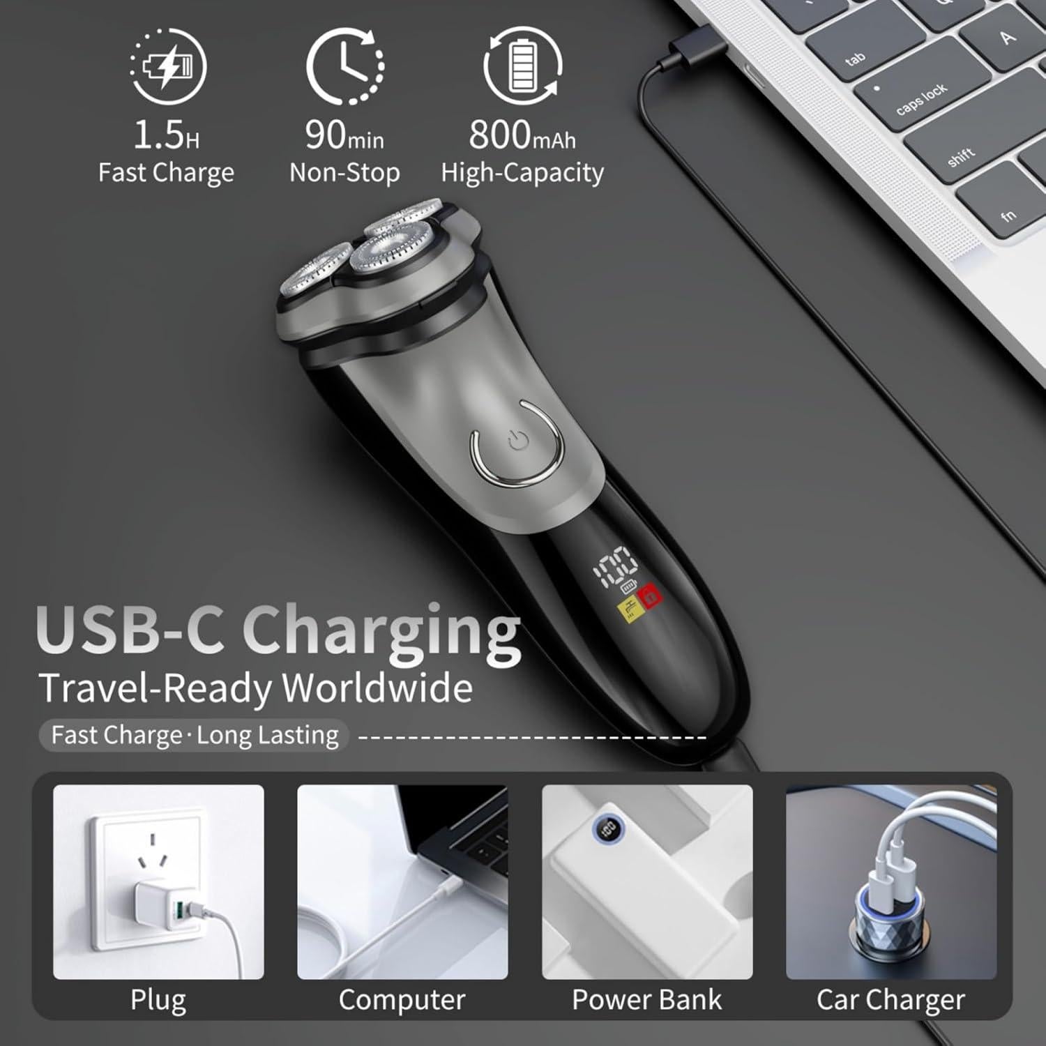 Afeitadora eléctrica SIDHGN RS-382 a prueba de agua IPX7