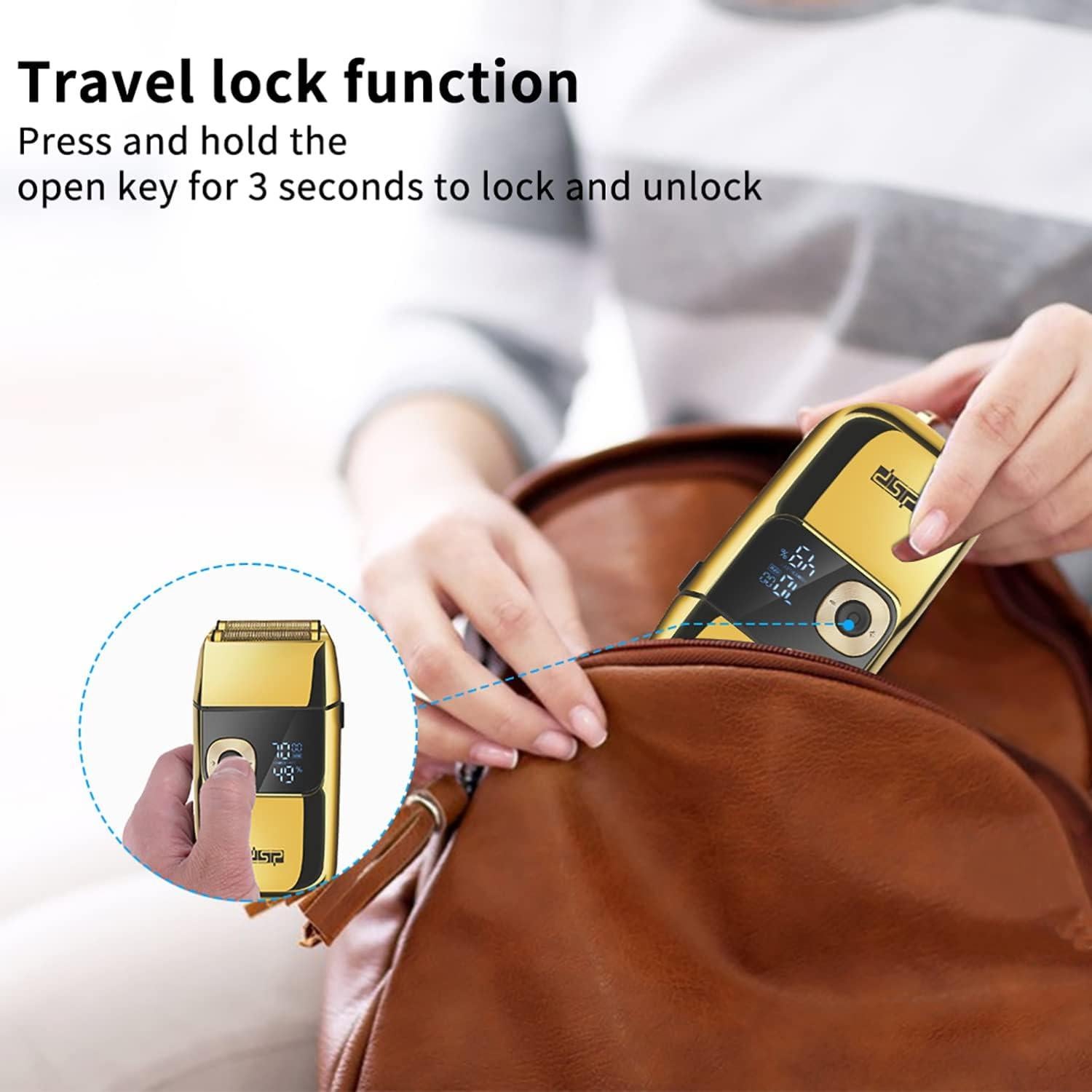 Afeitadora Eléctrica DSP 2 en 1 Oro con Pantalla LED