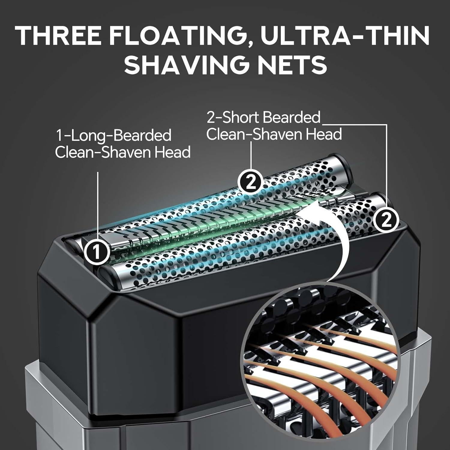 Afeitadora eléctrica HTOFFJ con cabezal extra, IPX7, LED