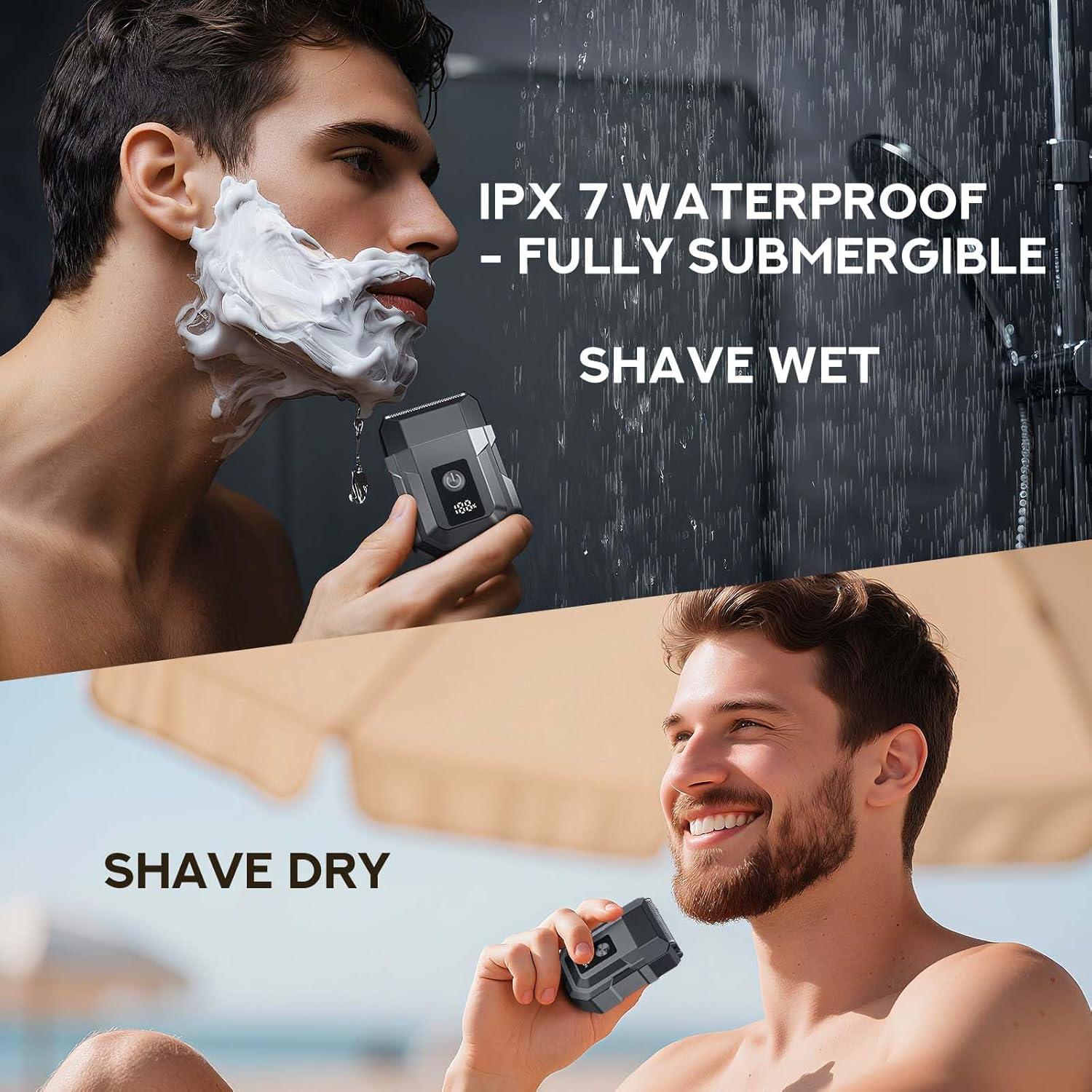 Afeitadora eléctrica HTOFFJ con cabezal extra, IPX7, LED