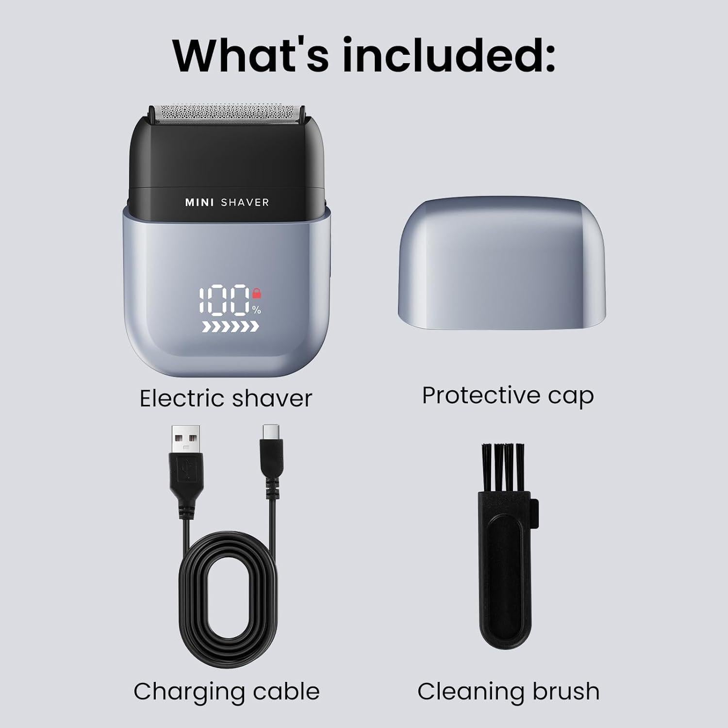 Afeitadora eléctrica Tmeefee mini portátil 3 cuchillas IPX7