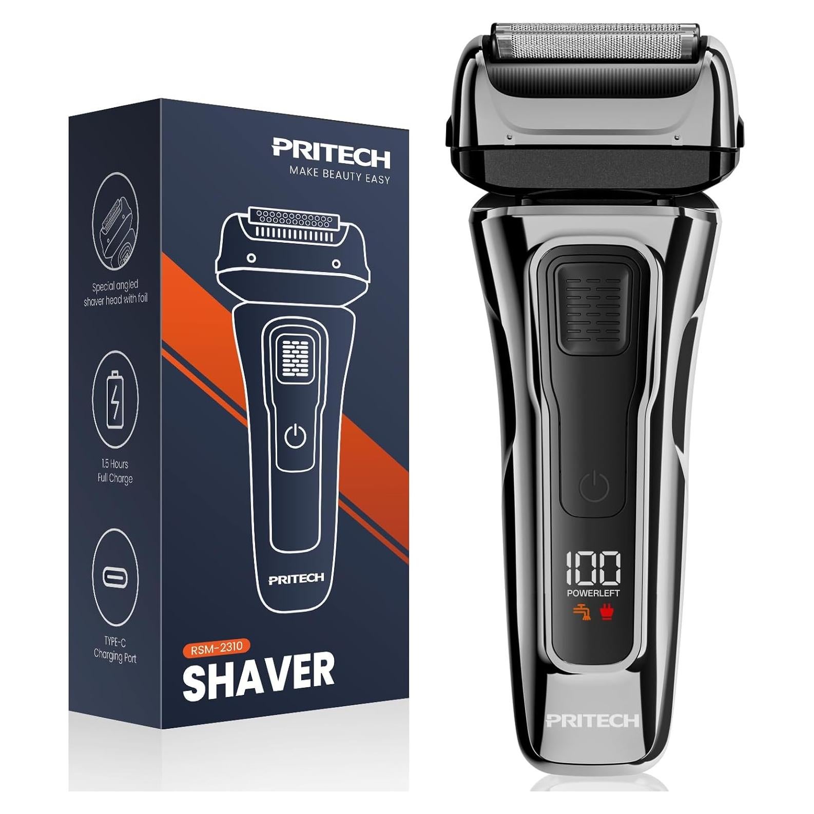 Afeitadora eléctrica PRITECH RSM-2310 para hombres, recargable, IPX6