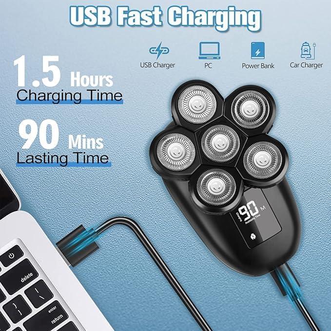 Afeitadora eléctrica 6 en 1 Sakioo IPX7 con pantalla LED